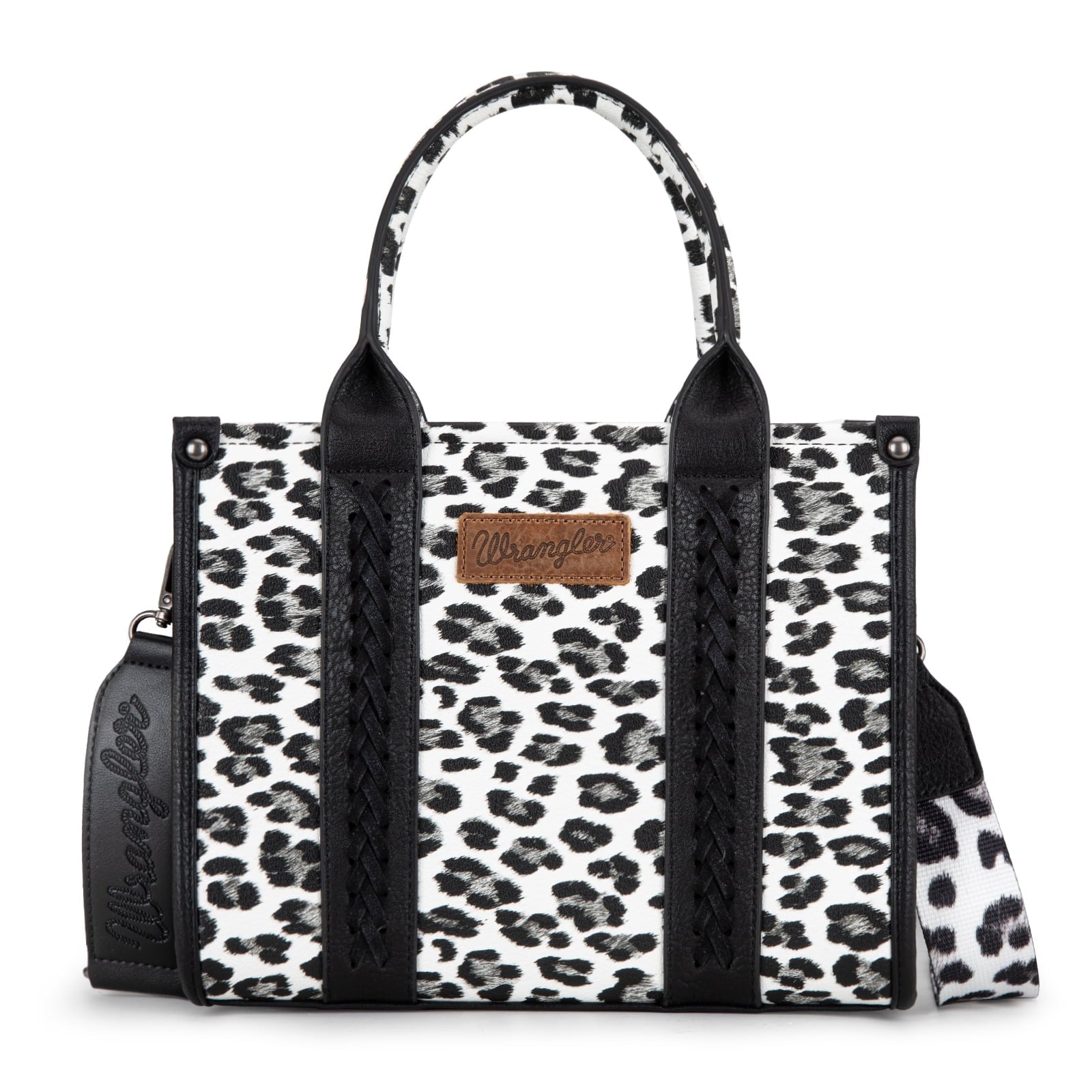 Wrangler Leopard/Cow Print Tote Bag for Women Western Purse Boho Top Handle Satchel Handbag with Signature Strap