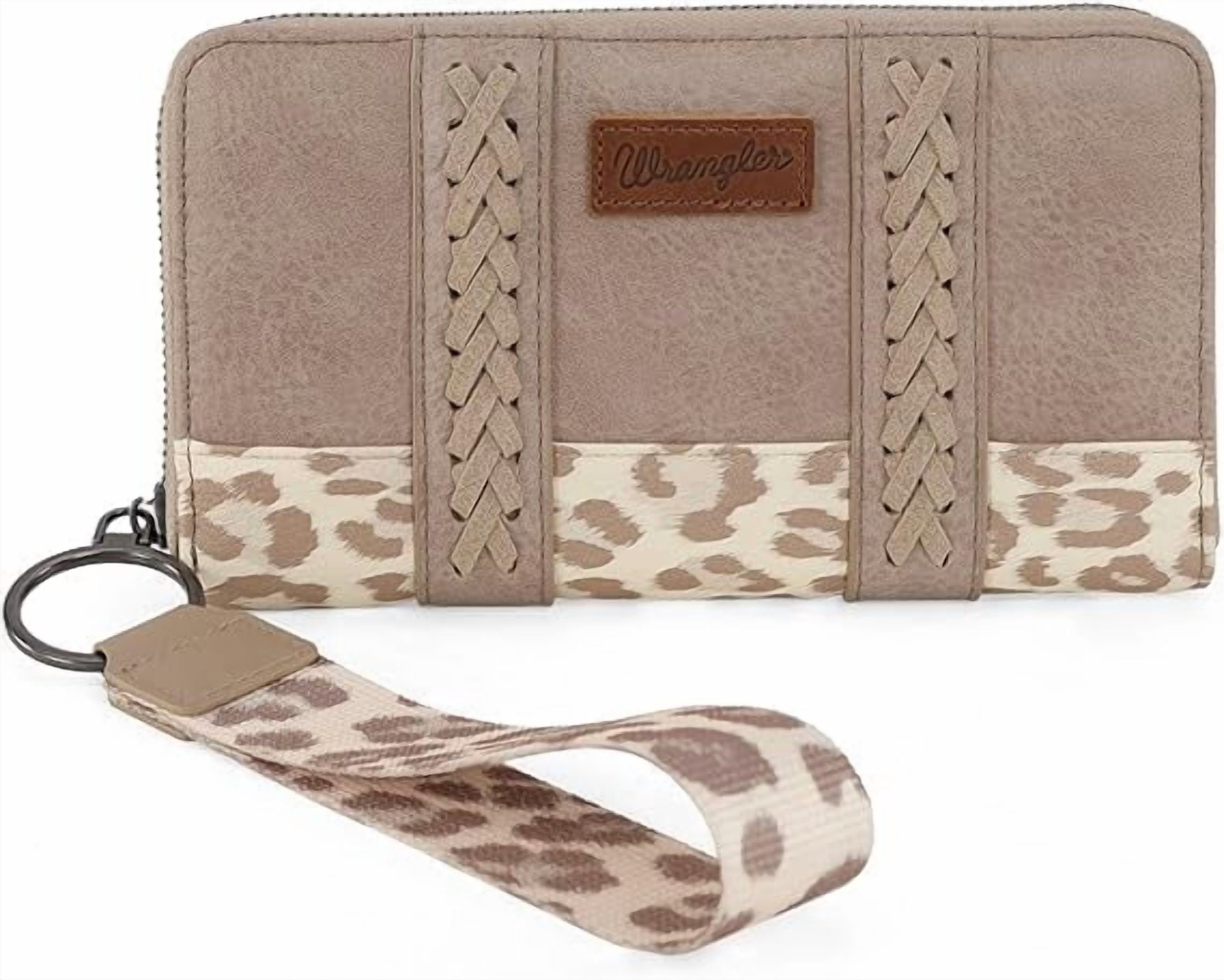 Wrangler Women's Boho Aztec Wristlet Wallet - Stylish Western Credit Card Holder, Tan