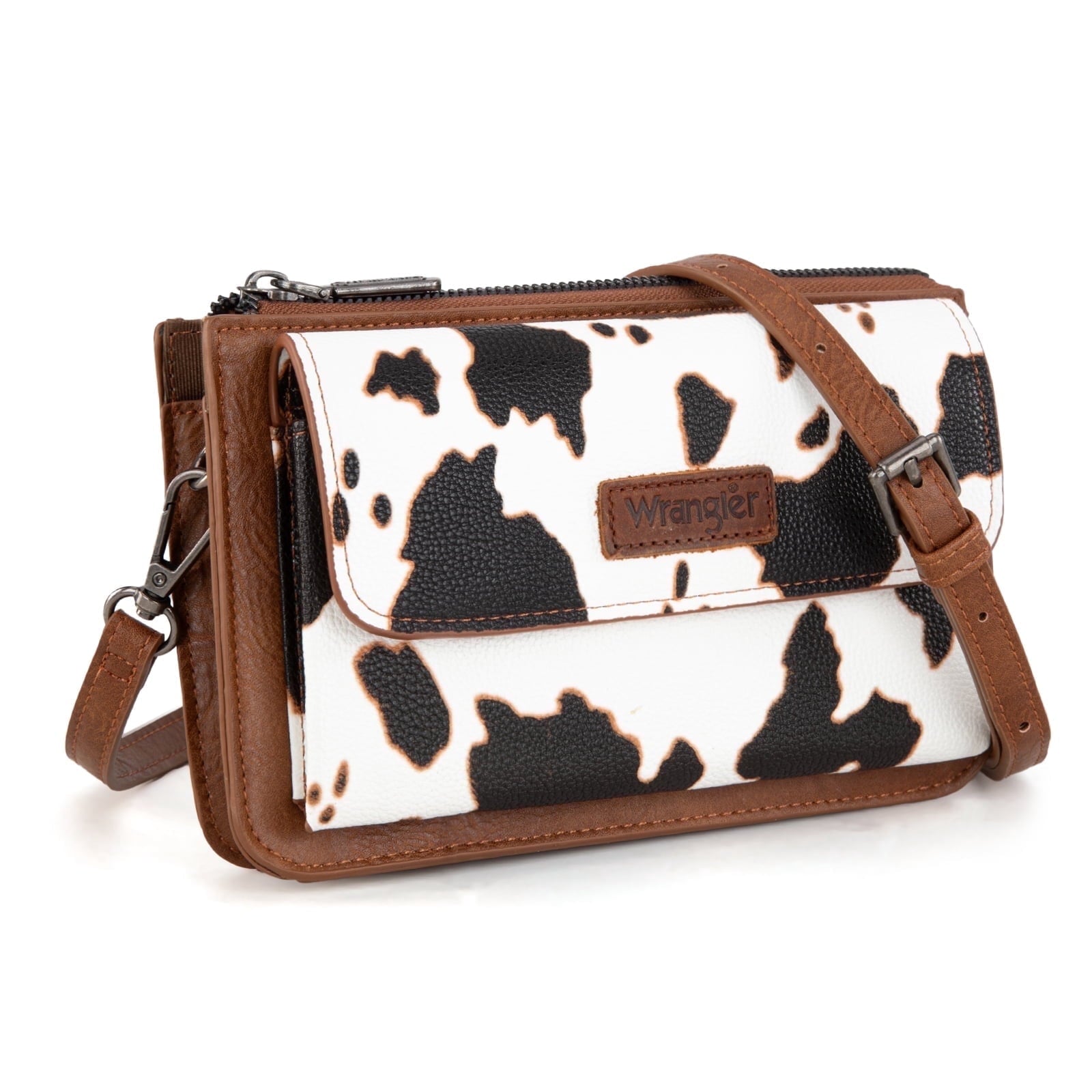Wrangler RFID Crossbody Wallet Purse Vegan Leather Small Purses for Women with Phone Pocket and Adjustable Strap