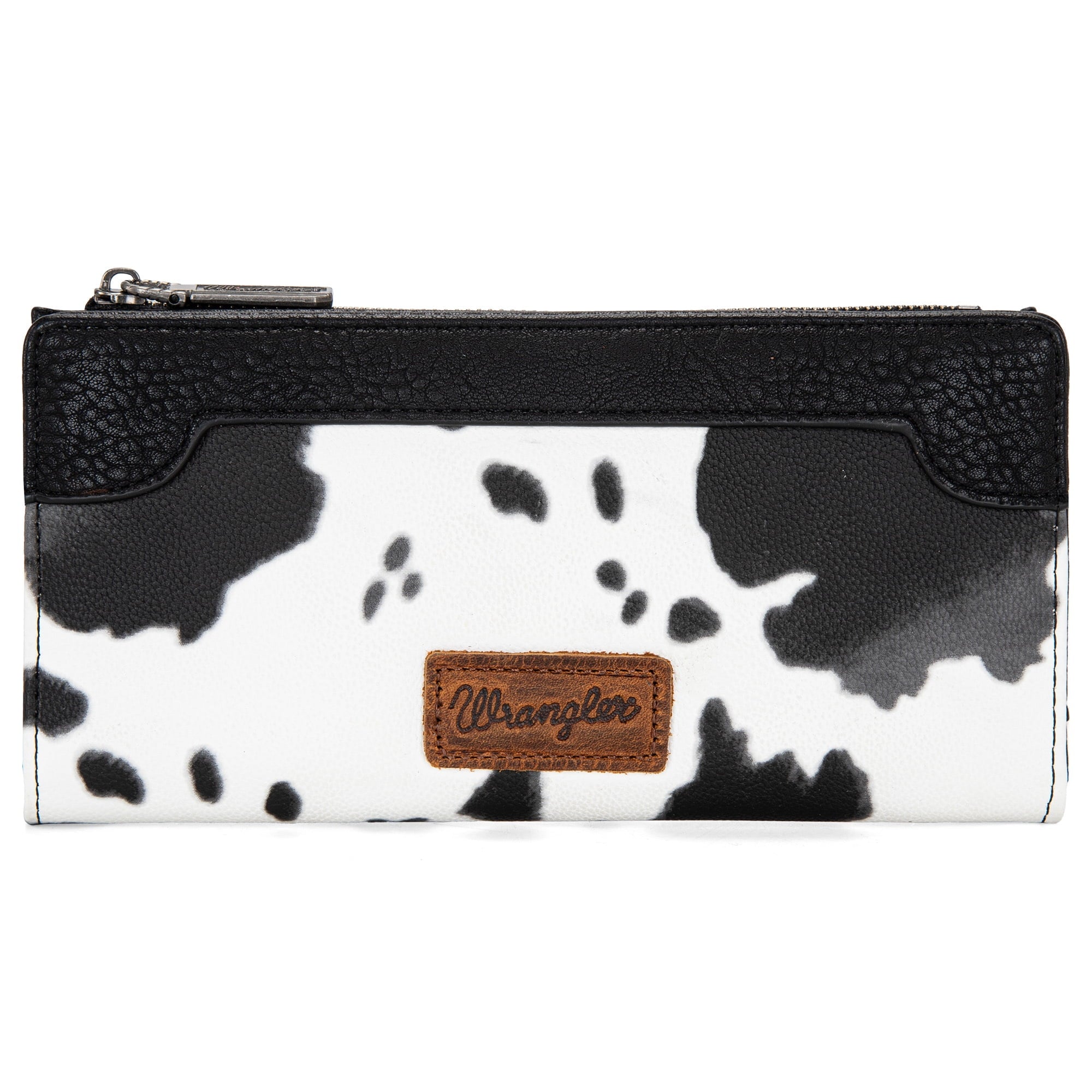 Wrangler Cow Print Wallets Womens Bifold Credit Card Wallet Women's Wallets, Card Cases & Money Organizers Brown Wallet for Women Ladies Female Cash Wallet with Smooth Zipper