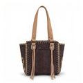 Montana West Western Tote Bag for Women Studded PU Leather Handbag with Fringe Tassel Fashion Medium Size Shoulder Purse Cowgirl Style Tote