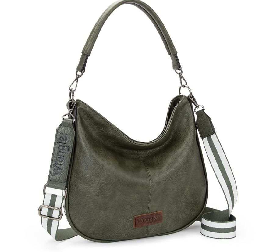 Wrangler Hobo Bags Large Crossbody Bags for Women Shoulder Purses with Striped Cotton Straps