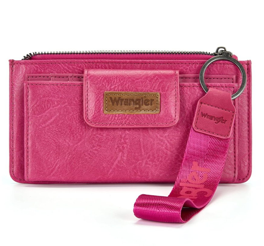 Wrangler Minimalist Wristlet Wallet with Phone Slot & RFID Protection & Smooth Zipper