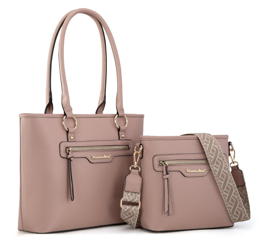Montana West 2Pcs Handbags Set for Women Large Tote Bags Purse with Cute Crossbody bags