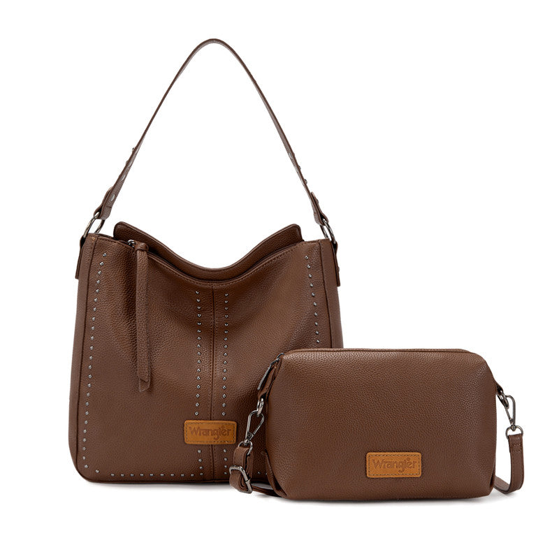 Wrangler Studded Hobo Bags for Women 2PCS Handbag Set with Crossbody Strap