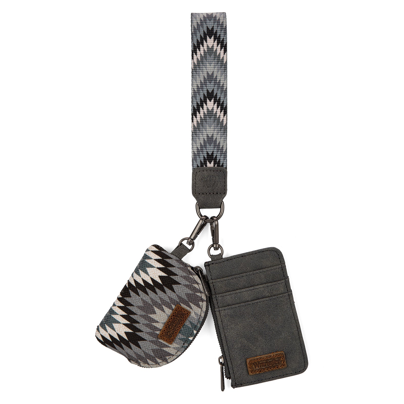Wrangler Aztec Keychain Wristlet Wallets for Women Western Dual Pouch Wristlet Credit Card Holder Wallet with Zipper Pocket