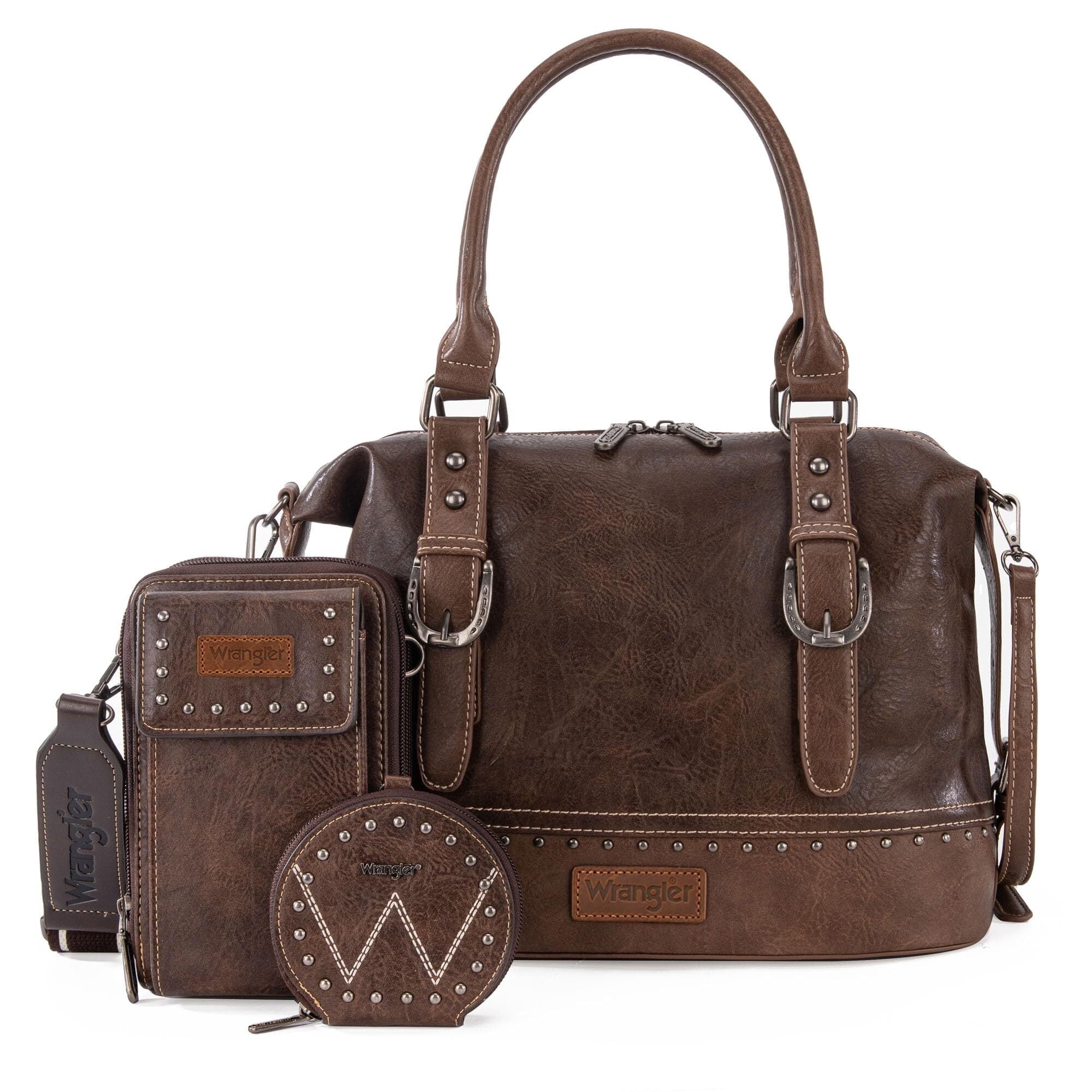 Wrangler 3Pcs Doctor Bag Sets for Women Top-Handle Satchel Bag with Cell Phone Handbags & Coin Purse