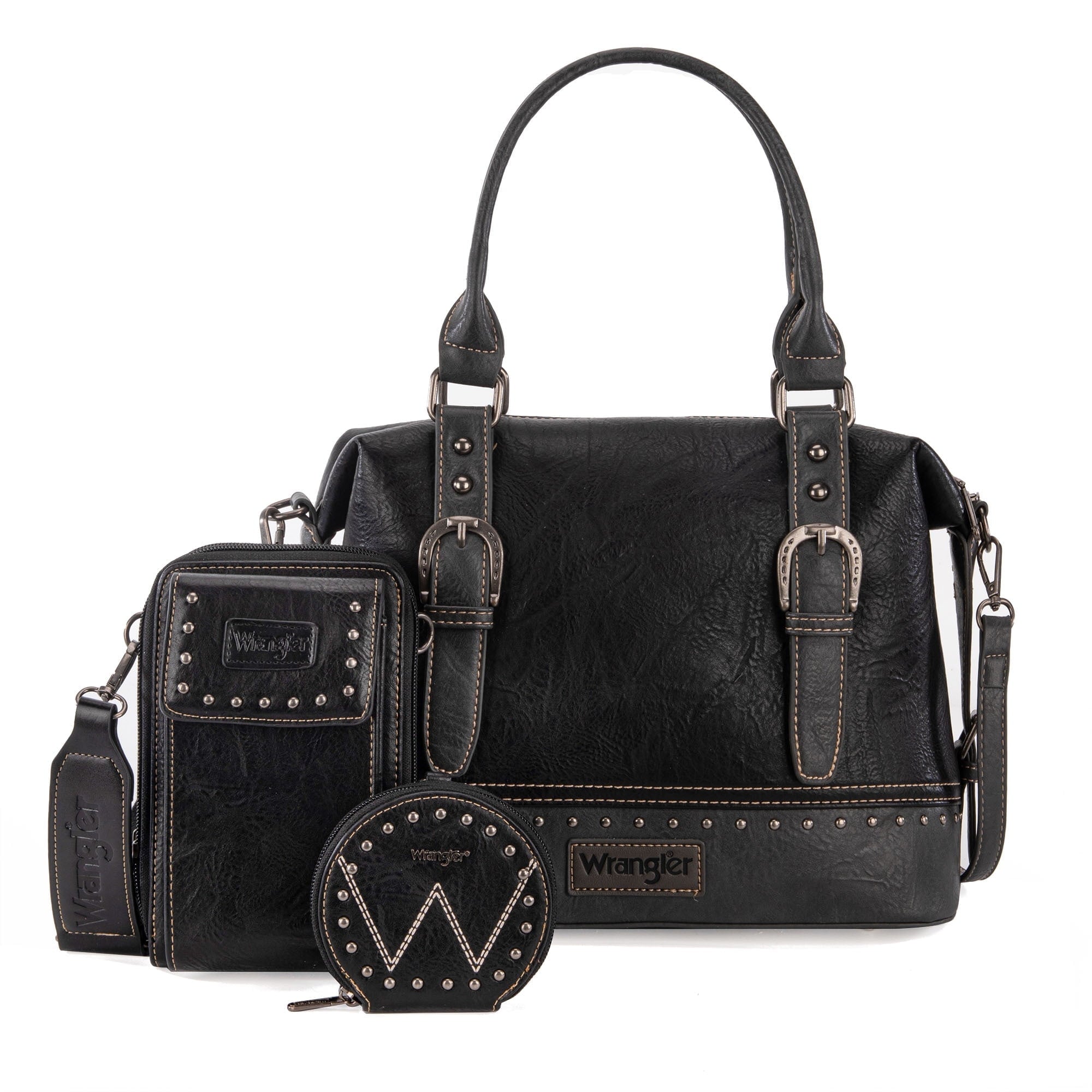 Wrangler 3Pcs Doctor Bag Sets for Women Top-Handle Satchel Bag with Cell Phone Handbags & Coin Purse