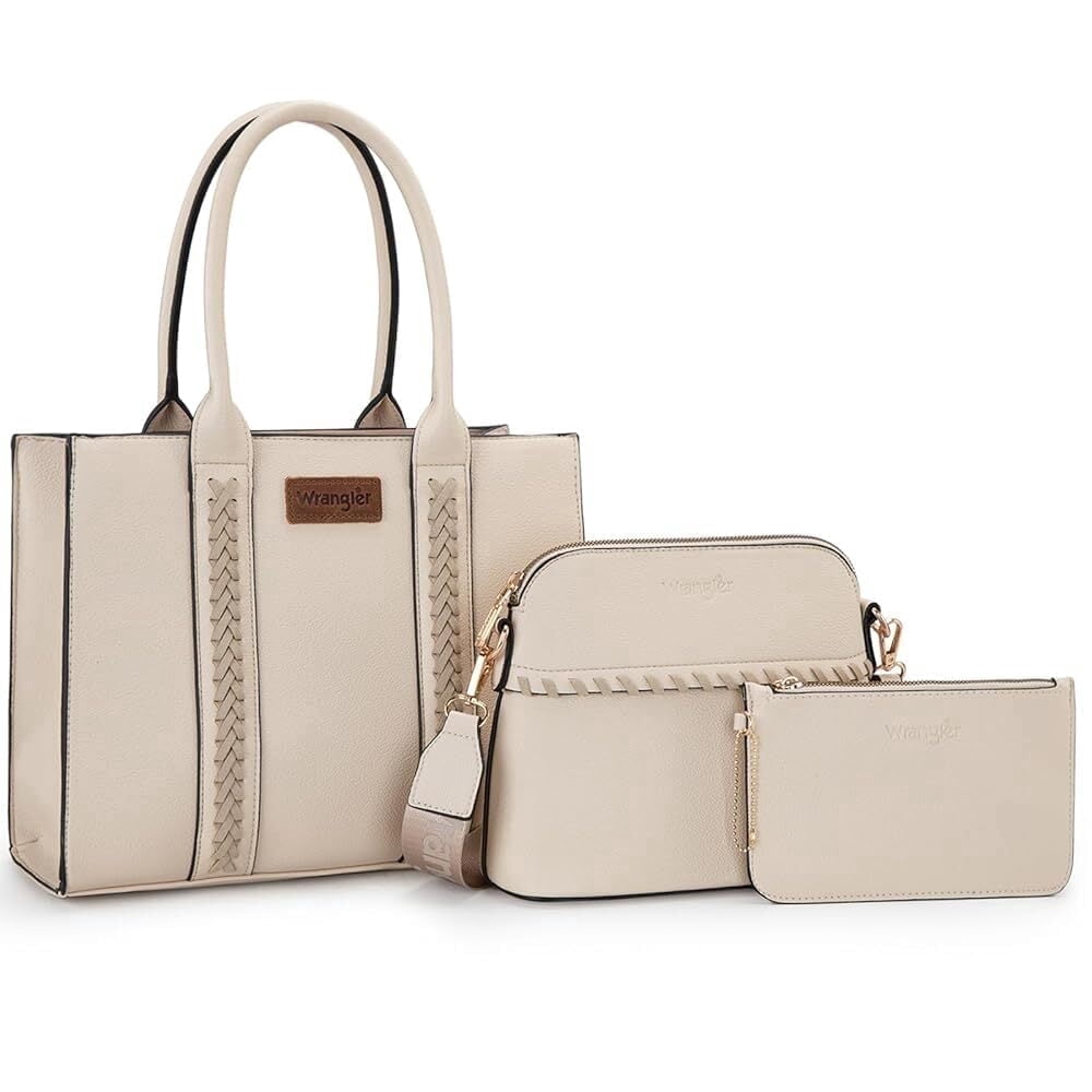 Wrangler 3Pcs Handbags Set Tote Bag & Medium Crossbody Purse & Wallet