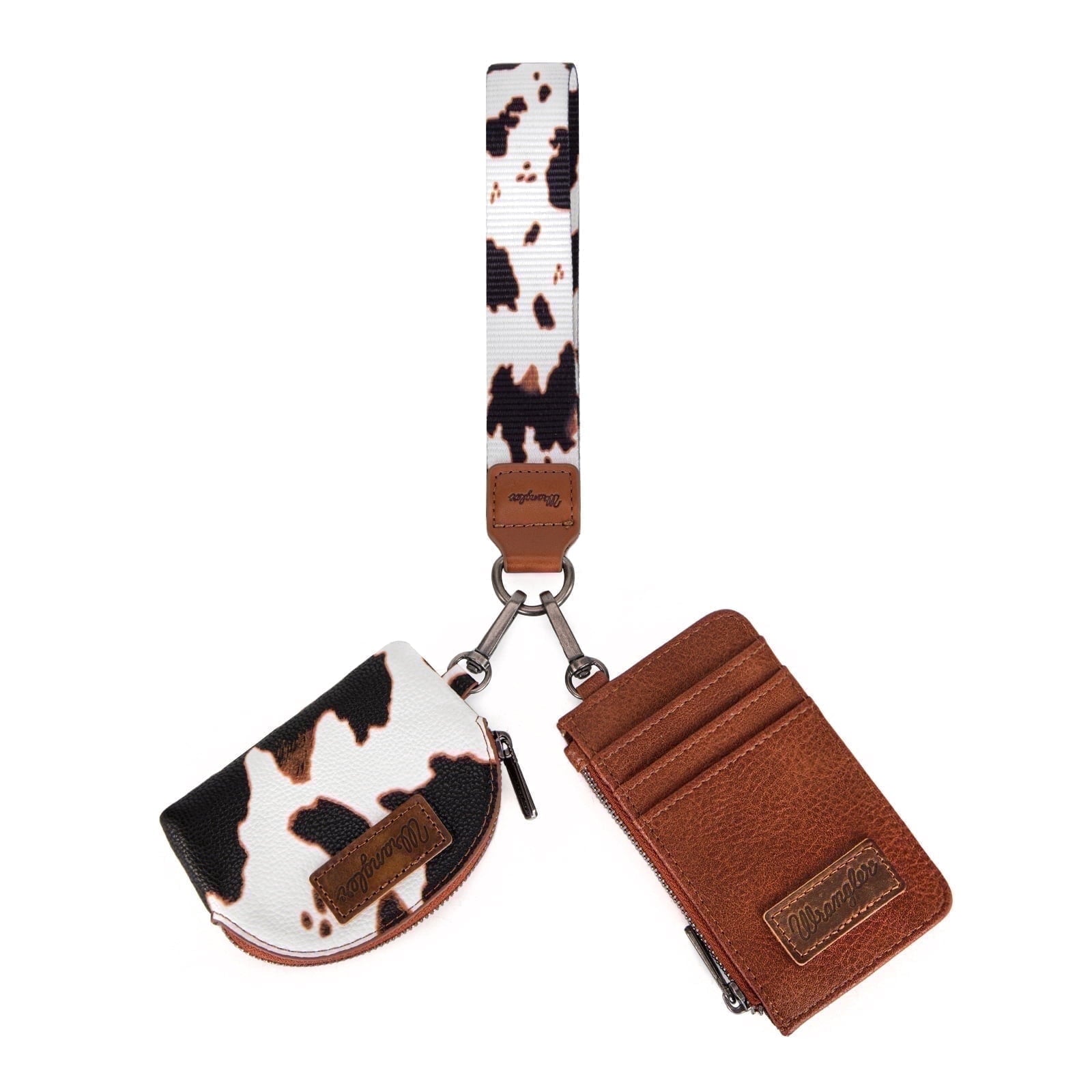 Wrangler Aztec Keychain Wristlet Wallets for Women Western Dual Pouch Wristlet Credit Card Holder Wallet with Zipper Pocket