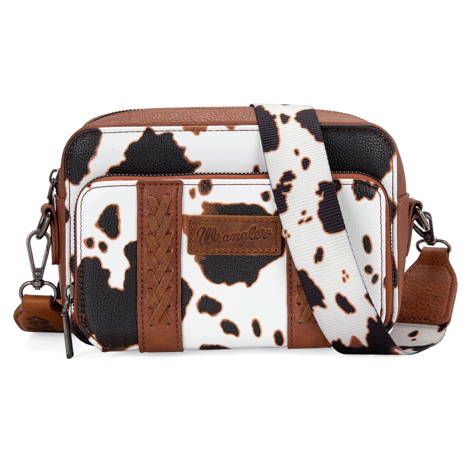 Wrangler Cow Print Crossbody Bag for Women Western Cowgirl Crossbody Purses with Guitar Strap