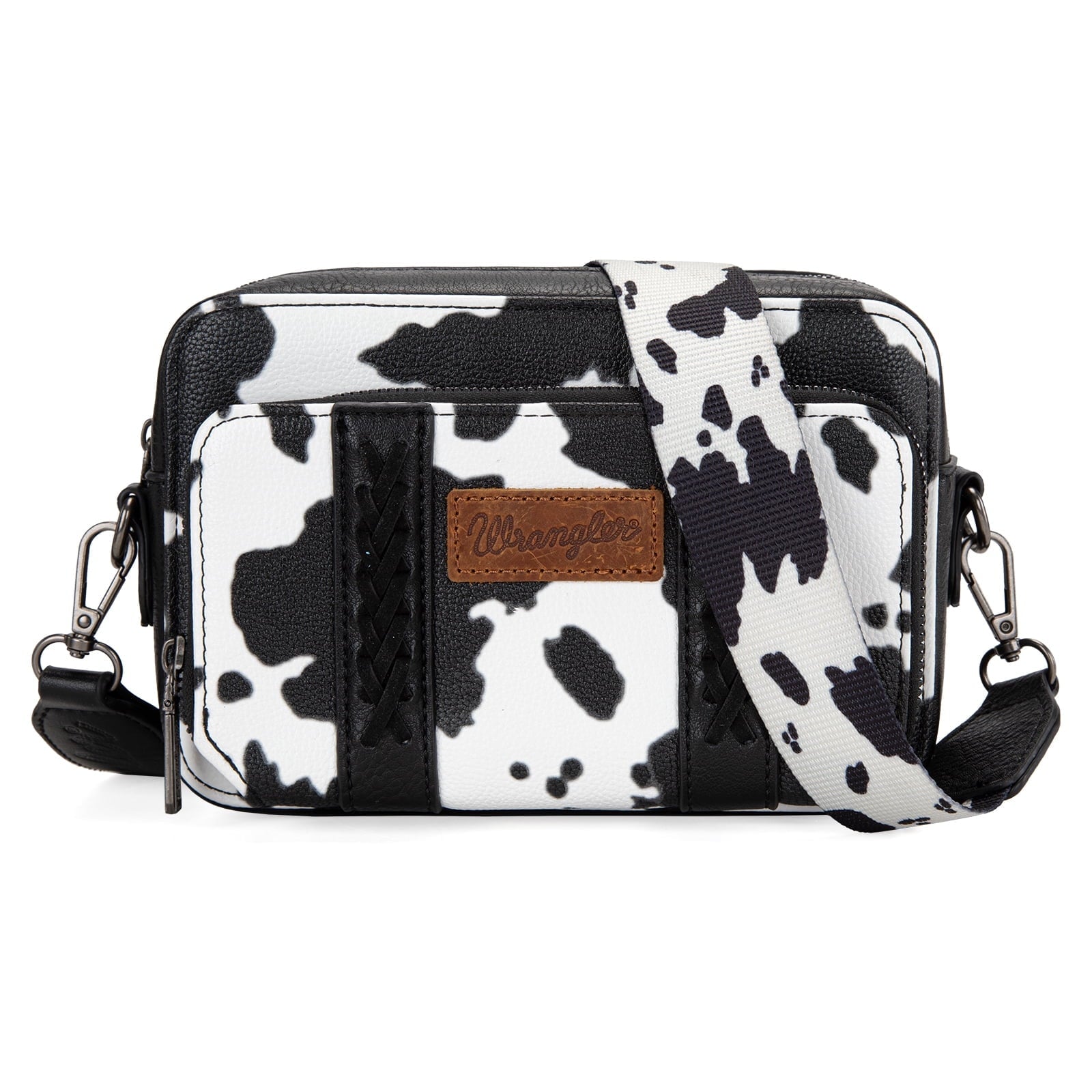Wrangler Cow Print Crossbody Bag for Women Western Cowgirl Crossbody Purses with Guitar Strap