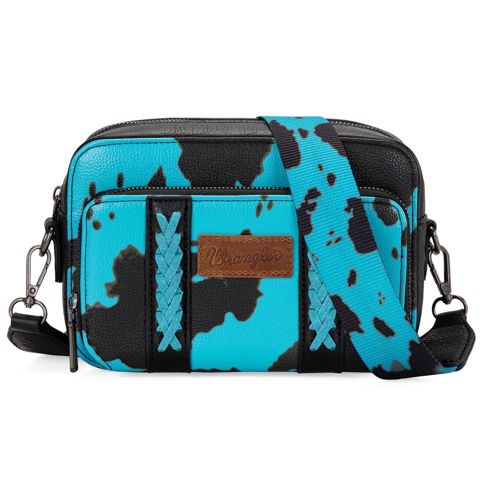 Wrangler Cow Print Crossbody Bag for Women Western Cowgirl Crossbody Purses with Guitar Strap