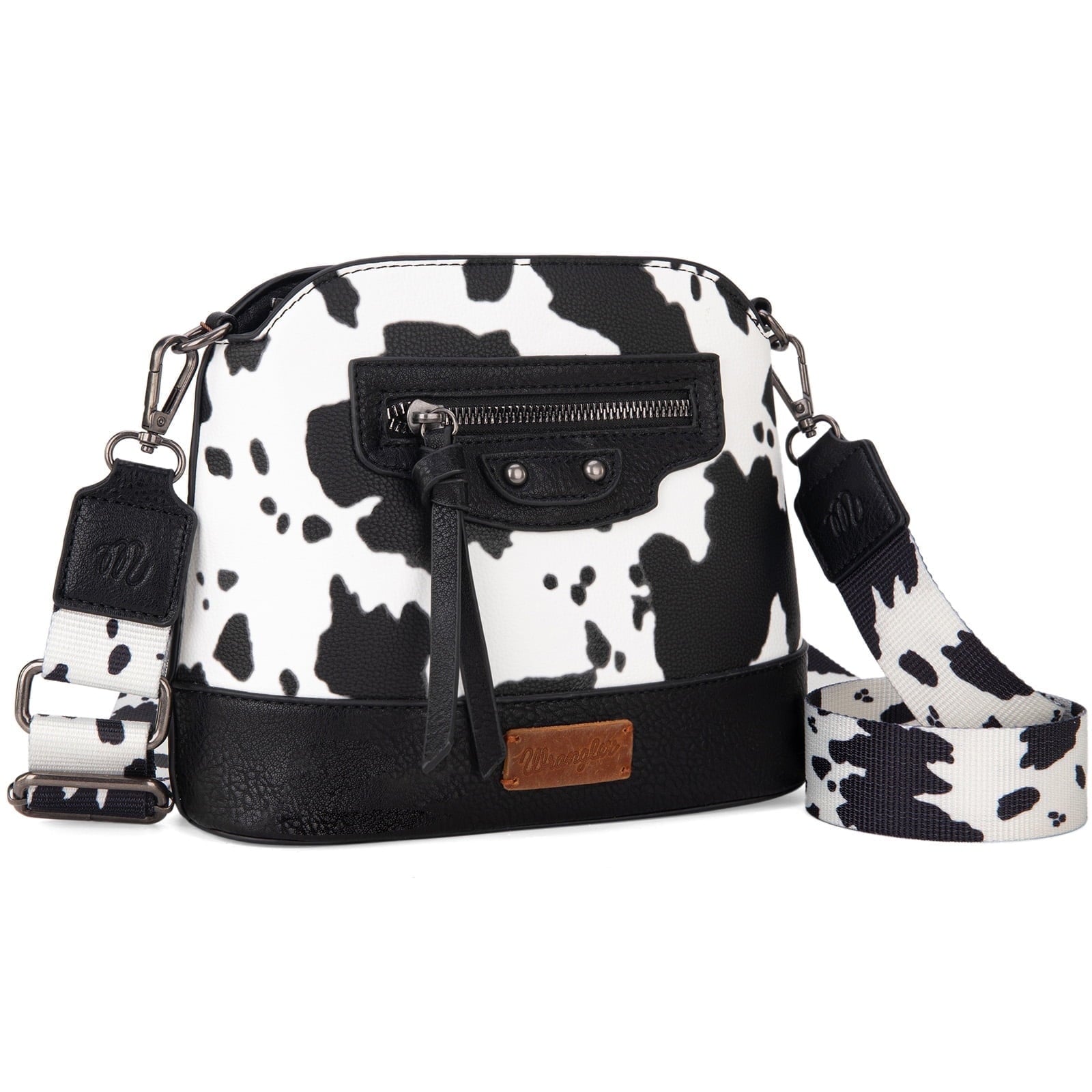 Wrangler Cow Print Crossbody Bag for Women Western Cross Body Purse with Signature Strap