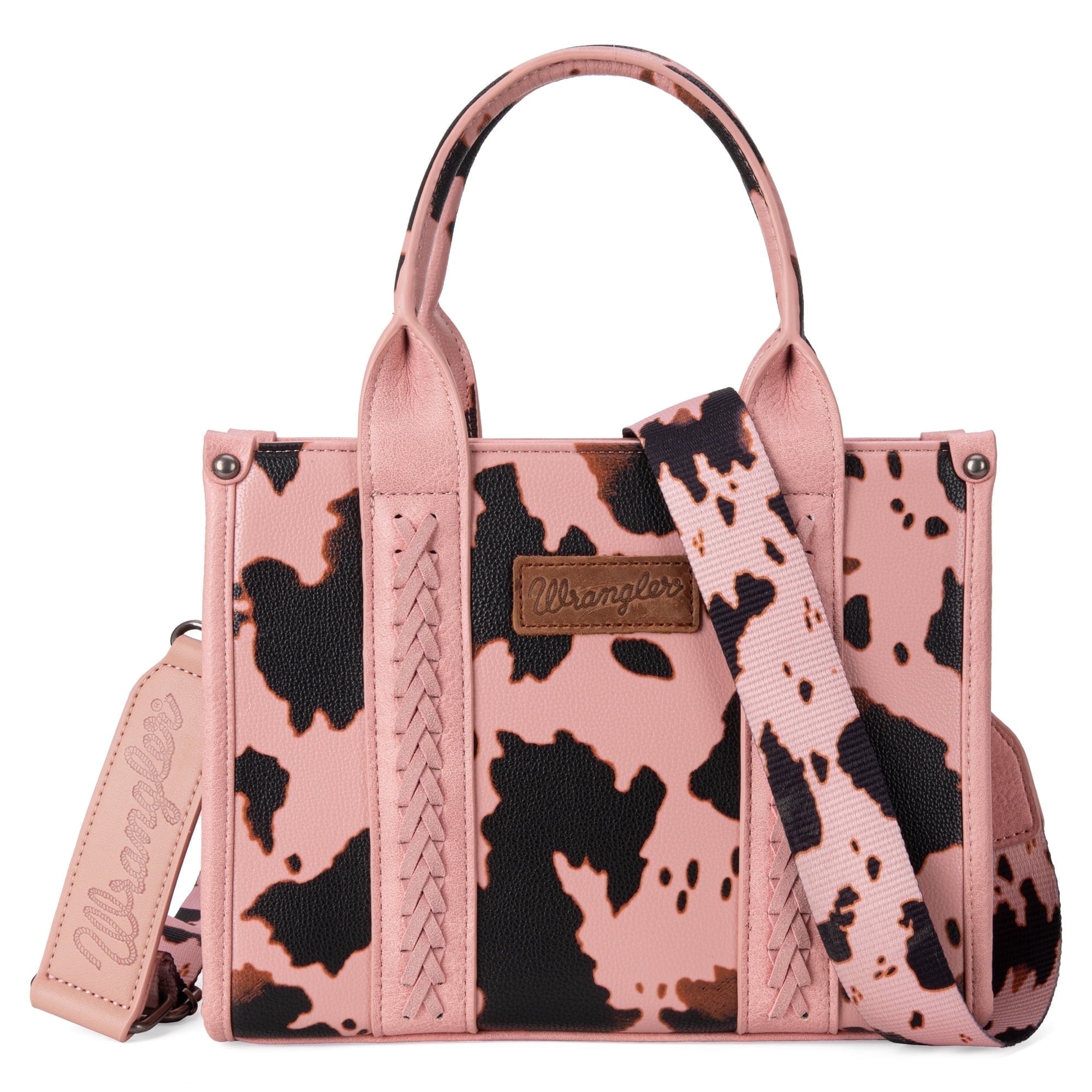 Wrangler Leopard/Cow Print Tote Bag for Women Western Purse Boho Top Handle Satchel Handbag with Signature Strap