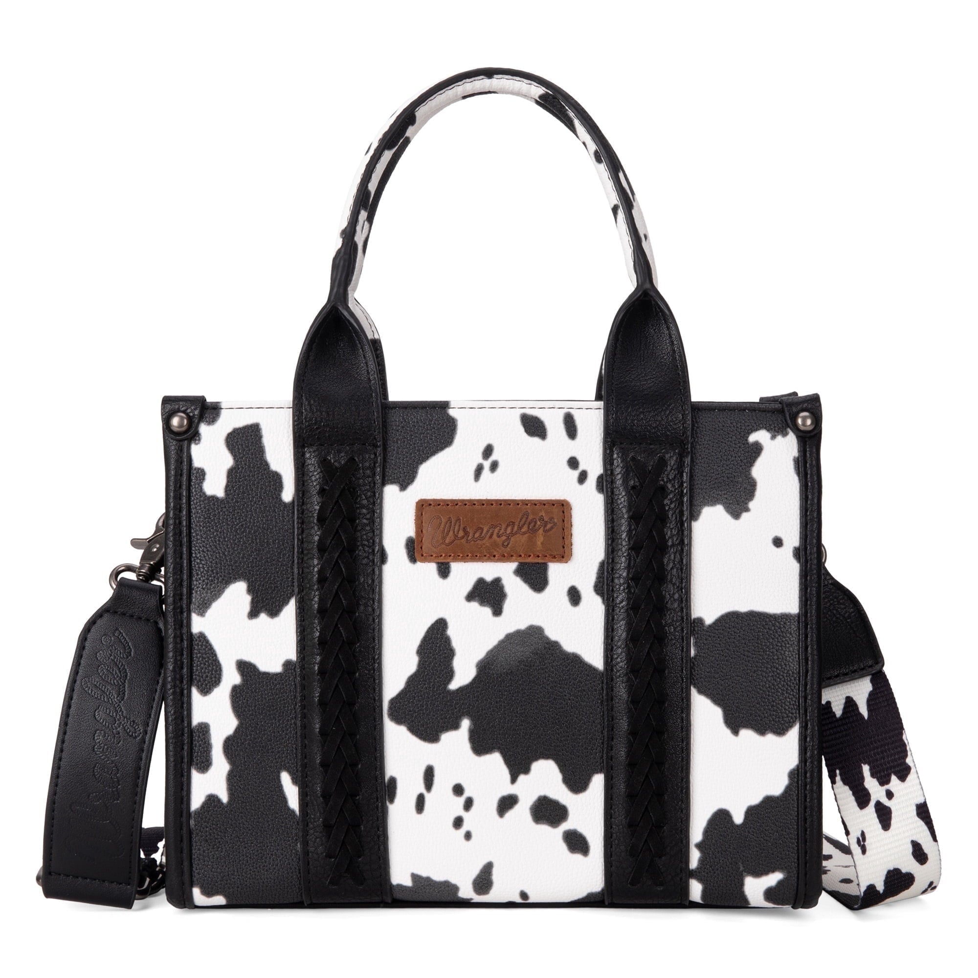 Wrangler Leopard/Cow Print Tote Bag for Women Western Purse Boho Top Handle Satchel Handbag with Signature Strap