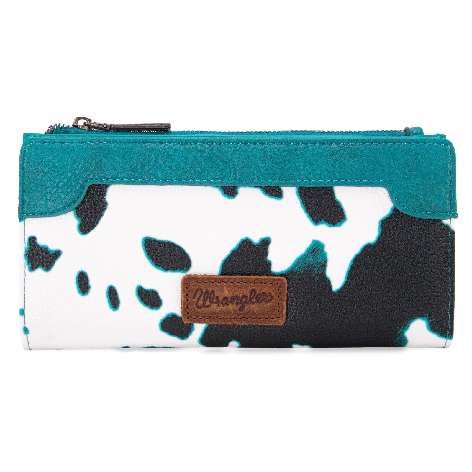 Wrangler Cow Print Wallets Womens Bifold Credit Card Wallet Women's Wallets, Card Cases & Money Organizers Brown Wallet for Women Ladies Female Cash Wallet with Smooth Zipper