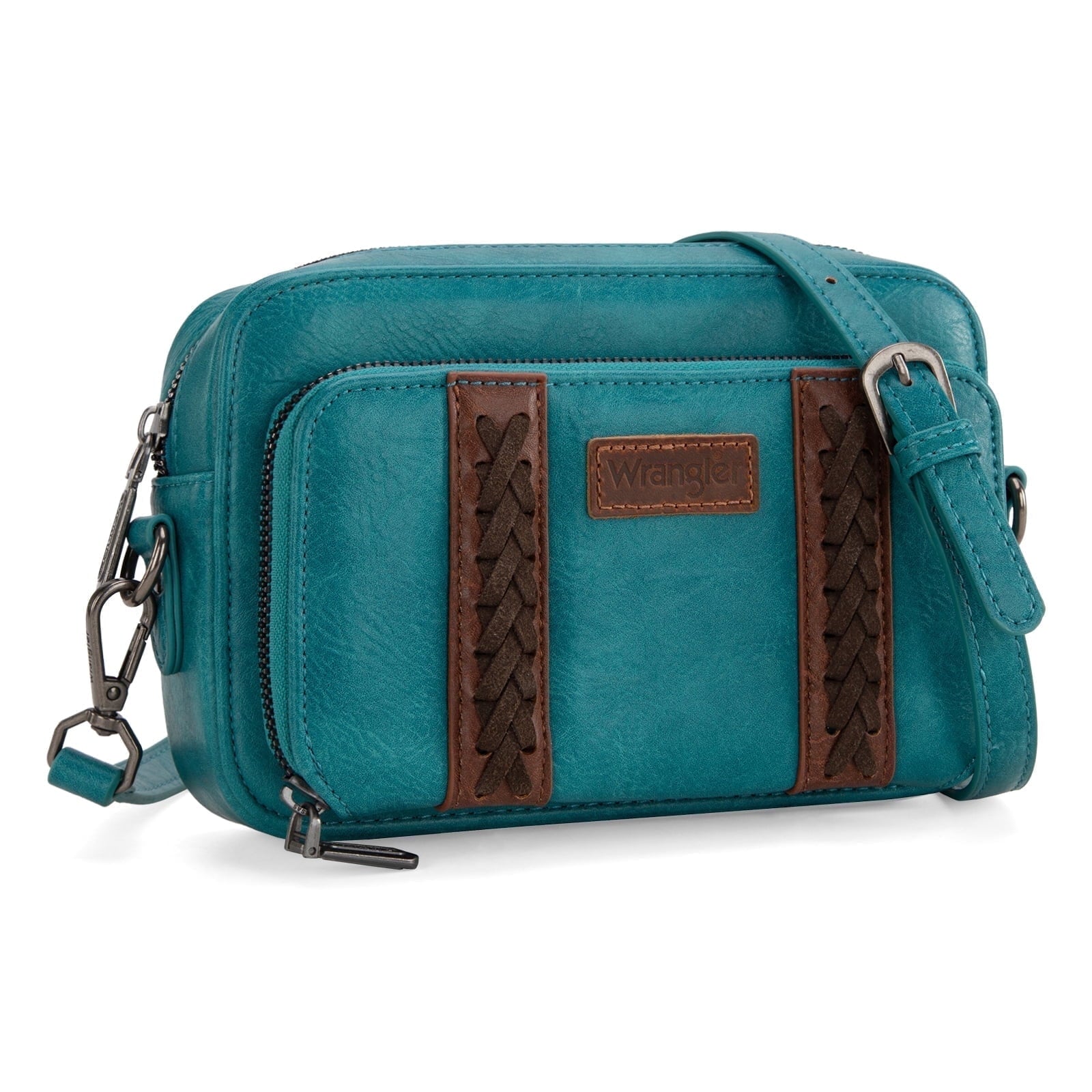 Wrangler Crossbody Bag for Women Vegan Leather Western Shoulder Purse Small Multi Pocket Crossbody Wallet Purse Crossover Bags with Adjustable Strap