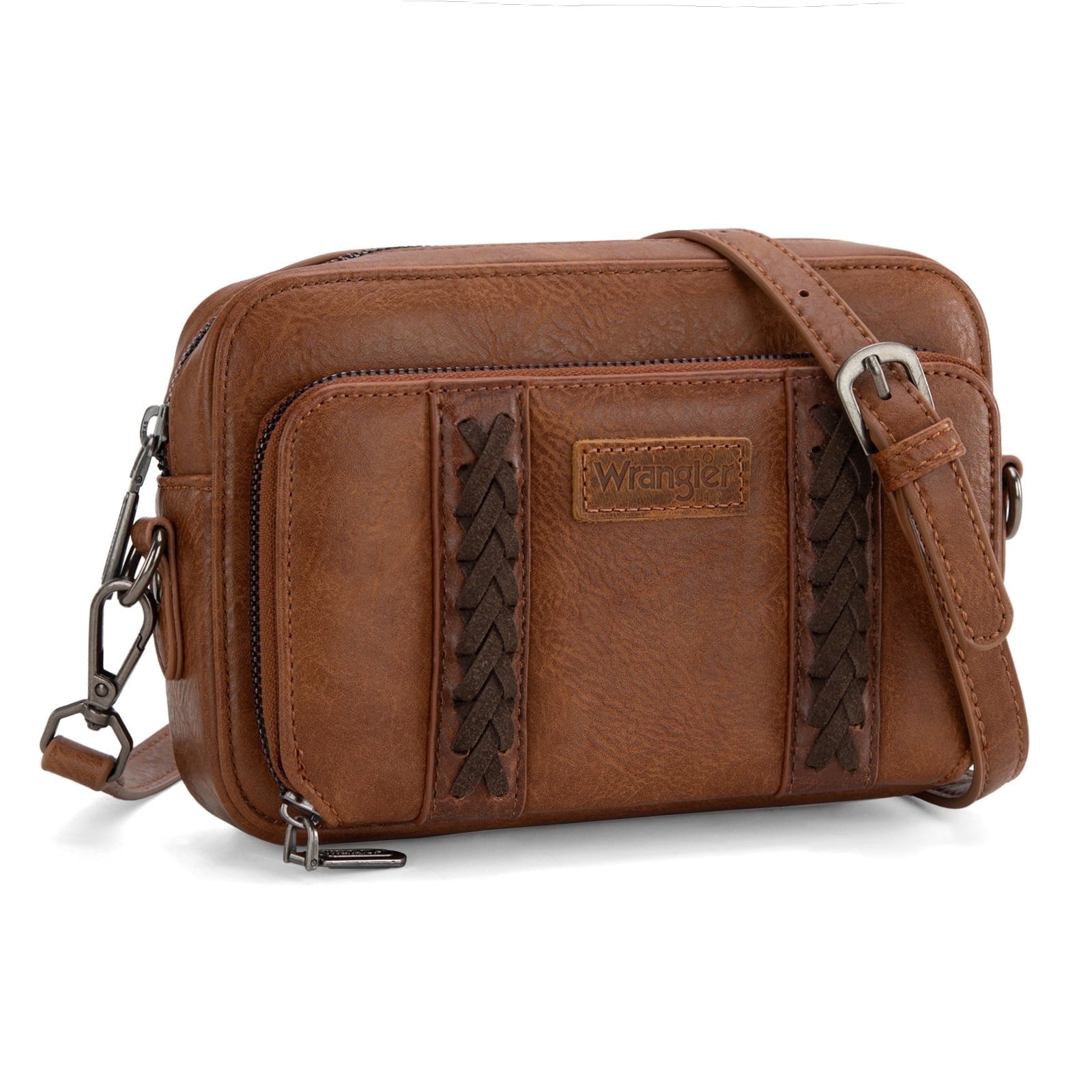 Wrangler Crossbody Bag for Women Vegan Leather Western Shoulder Purse Small Multi Pocket Crossbody Wallet Purse Crossover Bags with Adjustable Strap