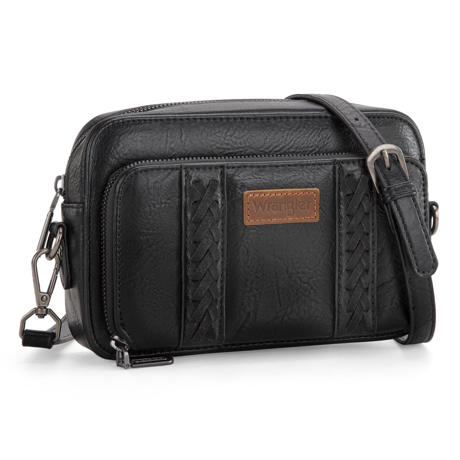 Wrangler Crossbody Bag for Women Vegan Leather Western Shoulder Purse Small Multi Pocket Crossbody Wallet Purse Crossover Bags with Adjustable Strap