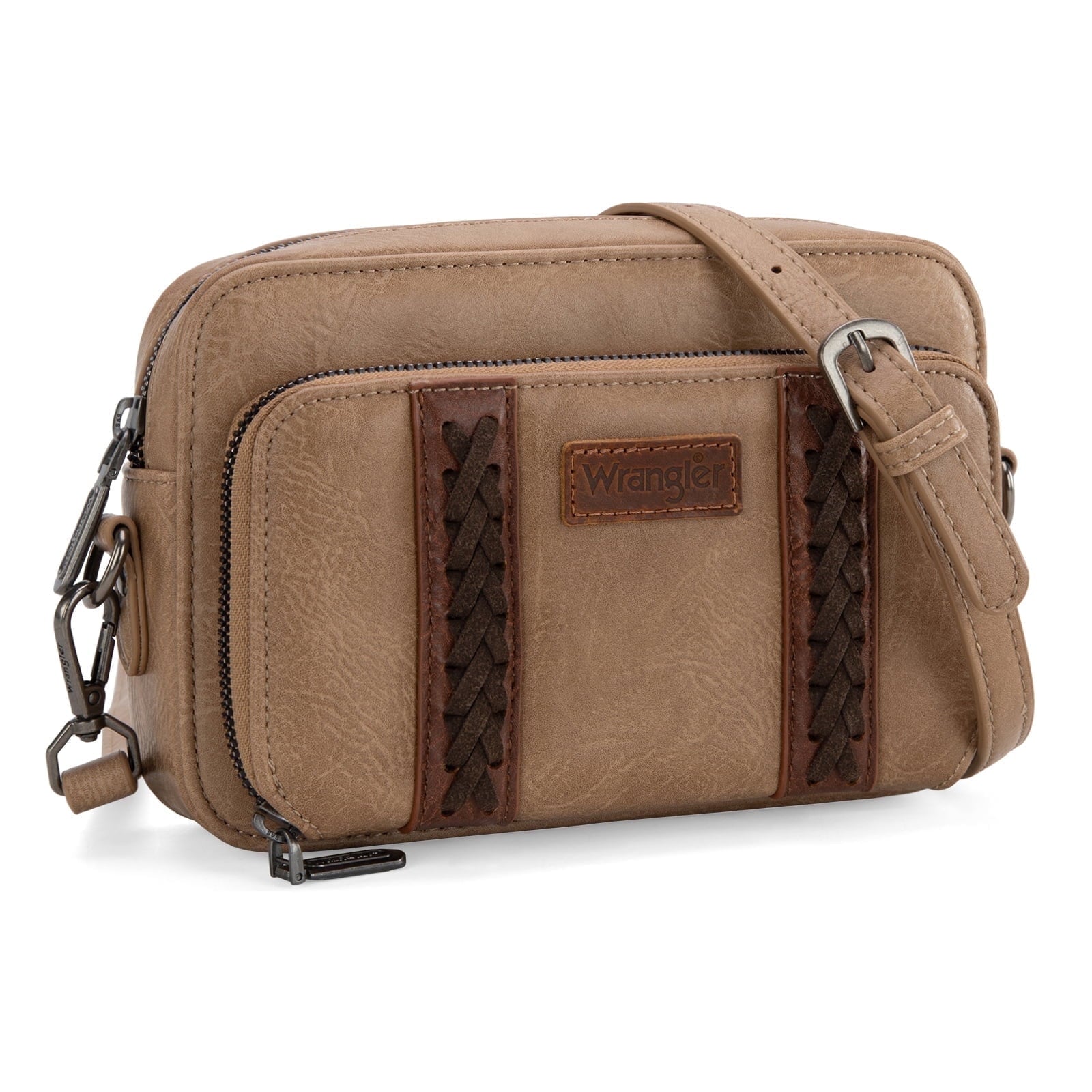 Wrangler Crossbody Bag for Women Vegan Leather Western Shoulder Purse Small Multi Pocket Crossbody Wallet Purse Crossover Bags with Adjustable Strap