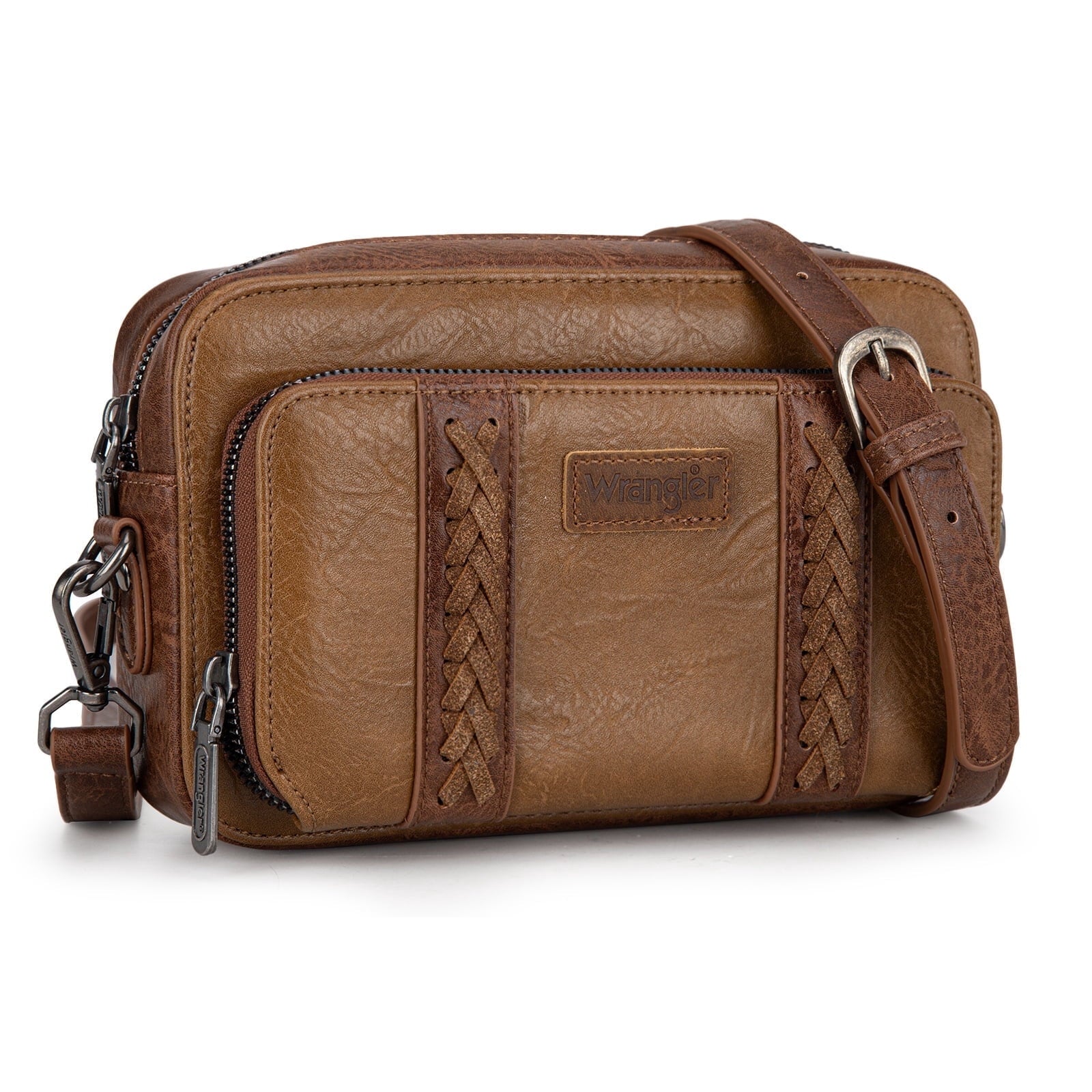 Wrangler Crossbody Bag for Women Vegan Leather Western Shoulder Purse Small Multi Pocket Crossbody Wallet Purse Crossover Bags with Adjustable Strap