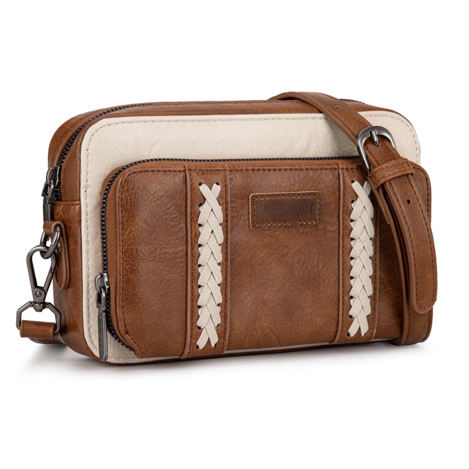 Wrangler Crossbody Bag for Women Vegan Leather Western Shoulder Purse Small Multi Pocket Crossbody Wallet Purse Crossover Bags with Adjustable Strap