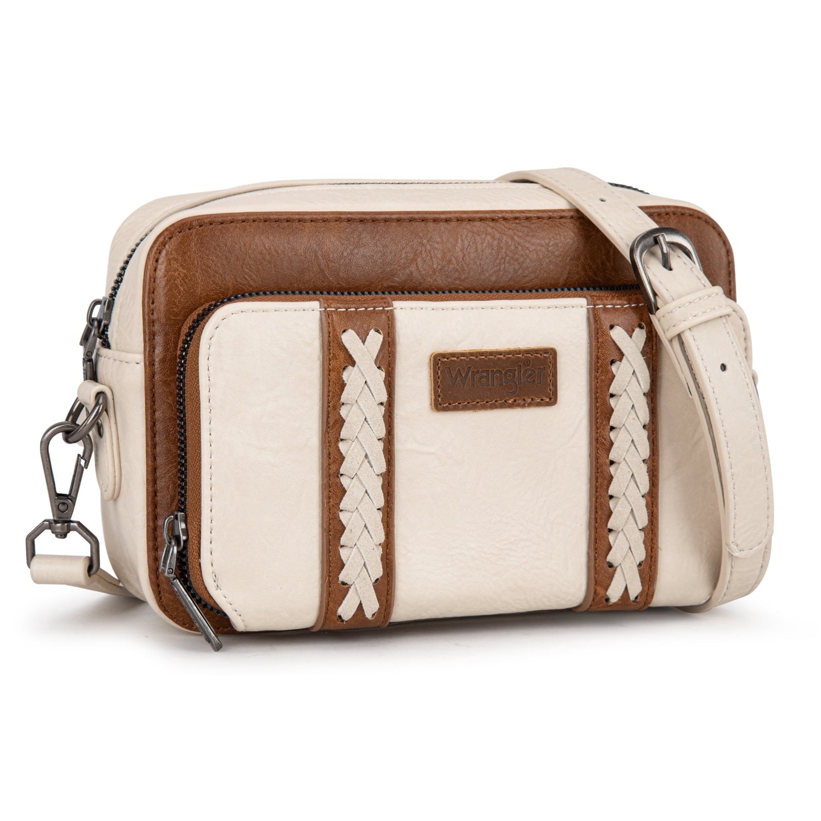 Wrangler Crossbody Bag for Women Vegan Leather Western Shoulder Purse Small Multi Pocket Crossbody Wallet Purse Crossover Bags with Adjustable Strap