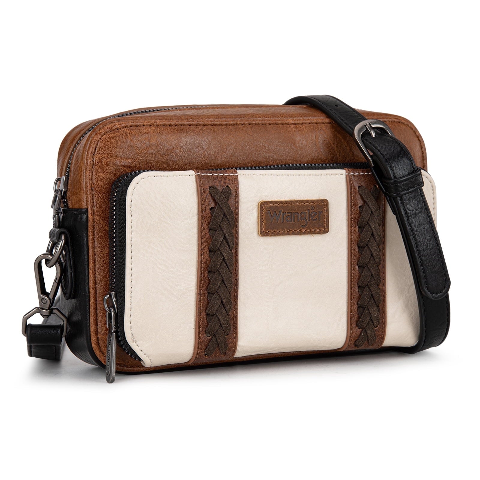 Wrangler Crossbody Bag for Women Vegan Leather Western Shoulder Purse Small Multi Pocket Crossbody Wallet Purse Crossover Bags with Adjustable Strap
