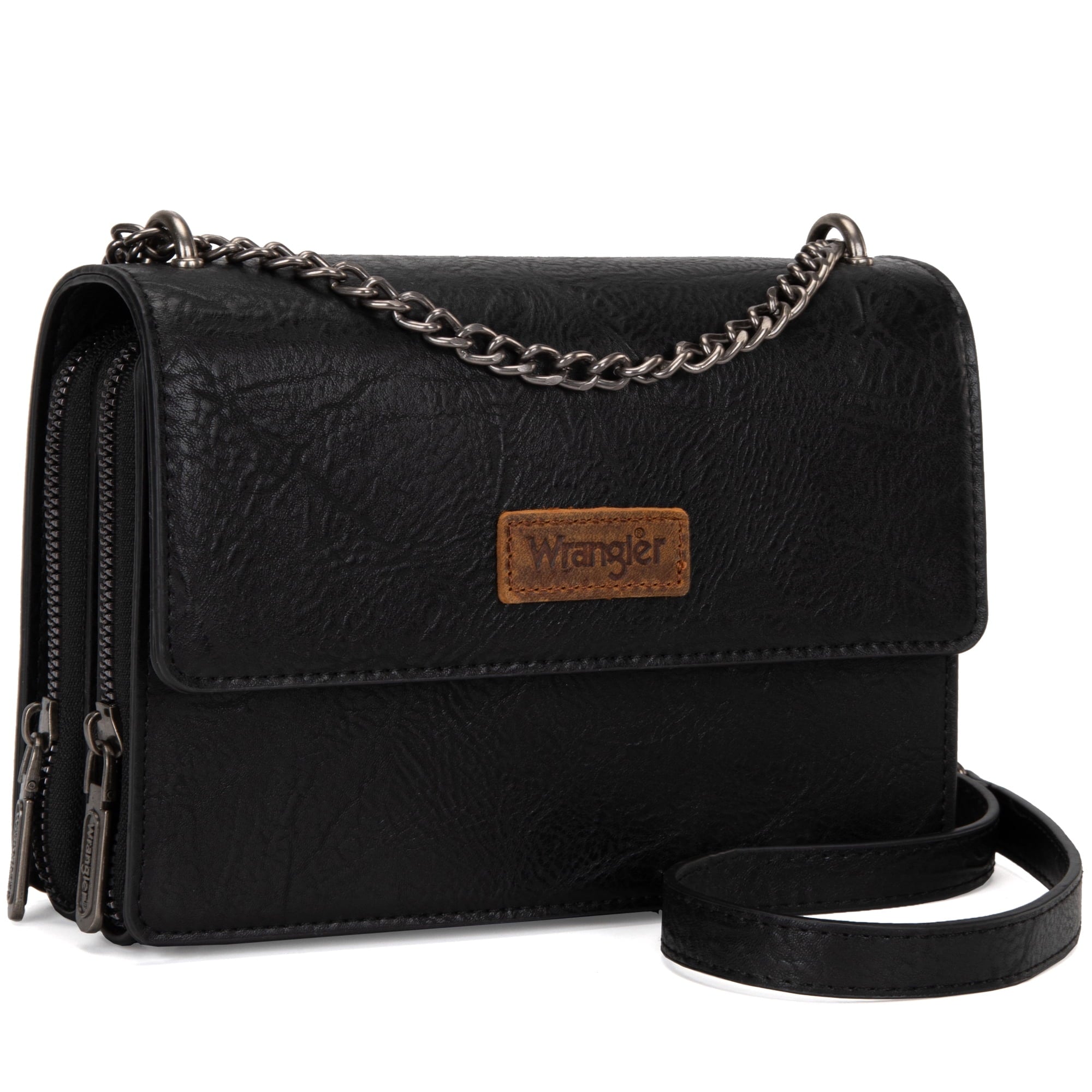 Wrangler Flap CrossBody Purse for Women Small Shoulder Bag with Chain Strap