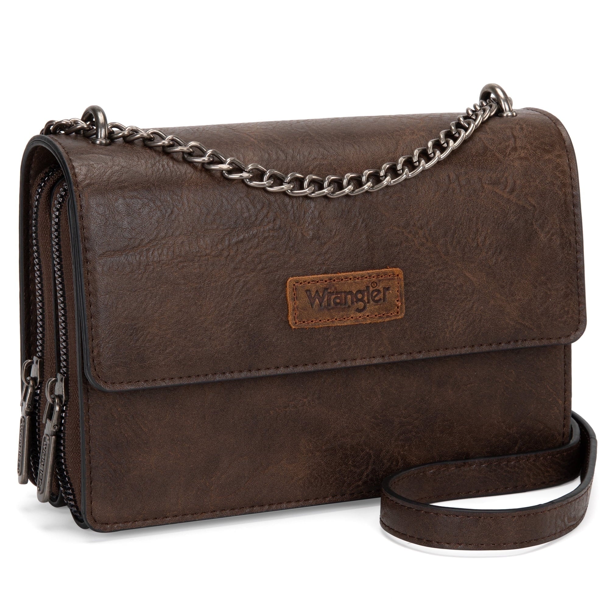 Wrangler Flap CrossBody Purse for Women Small Shoulder Bag with Chain Strap