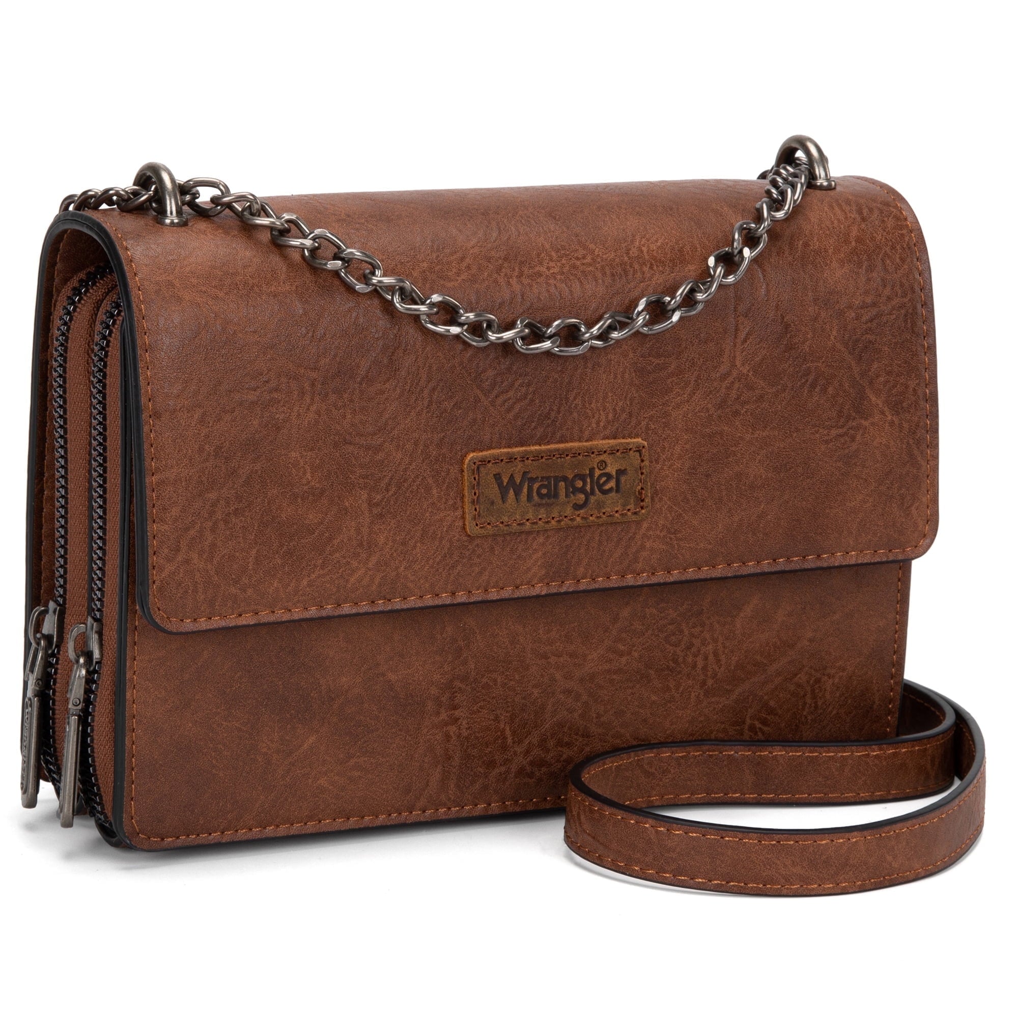 Wrangler Flap CrossBody Purse for Women Small Shoulder Bag with Chain Strap