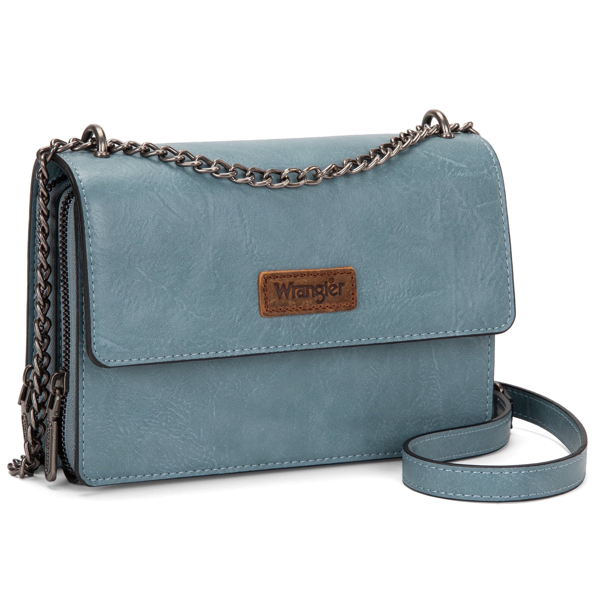 Wrangler Flap CrossBody Purse for Women Small Shoulder Bag with Chain Strap