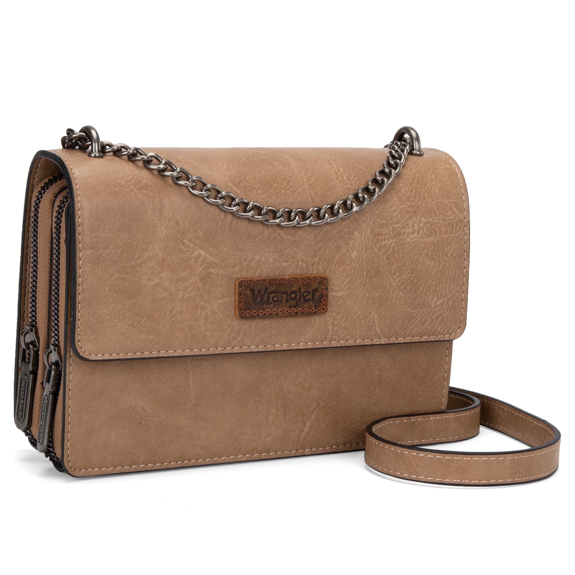 Wrangler Flap CrossBody Purse for Women Small Shoulder Bag with Chain Strap