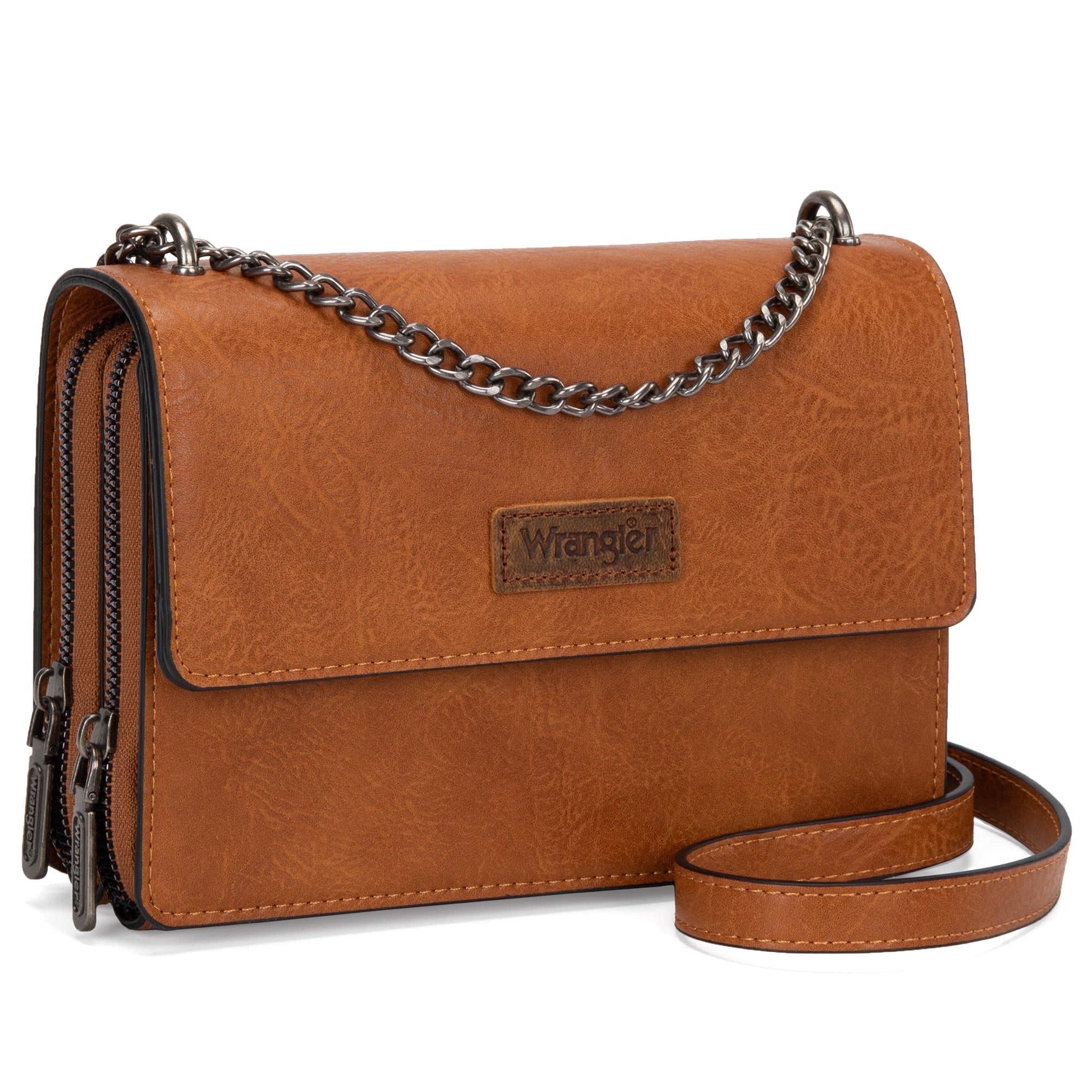 Wrangler Flap CrossBody Purse for Women Small Shoulder Bag with Chain Strap