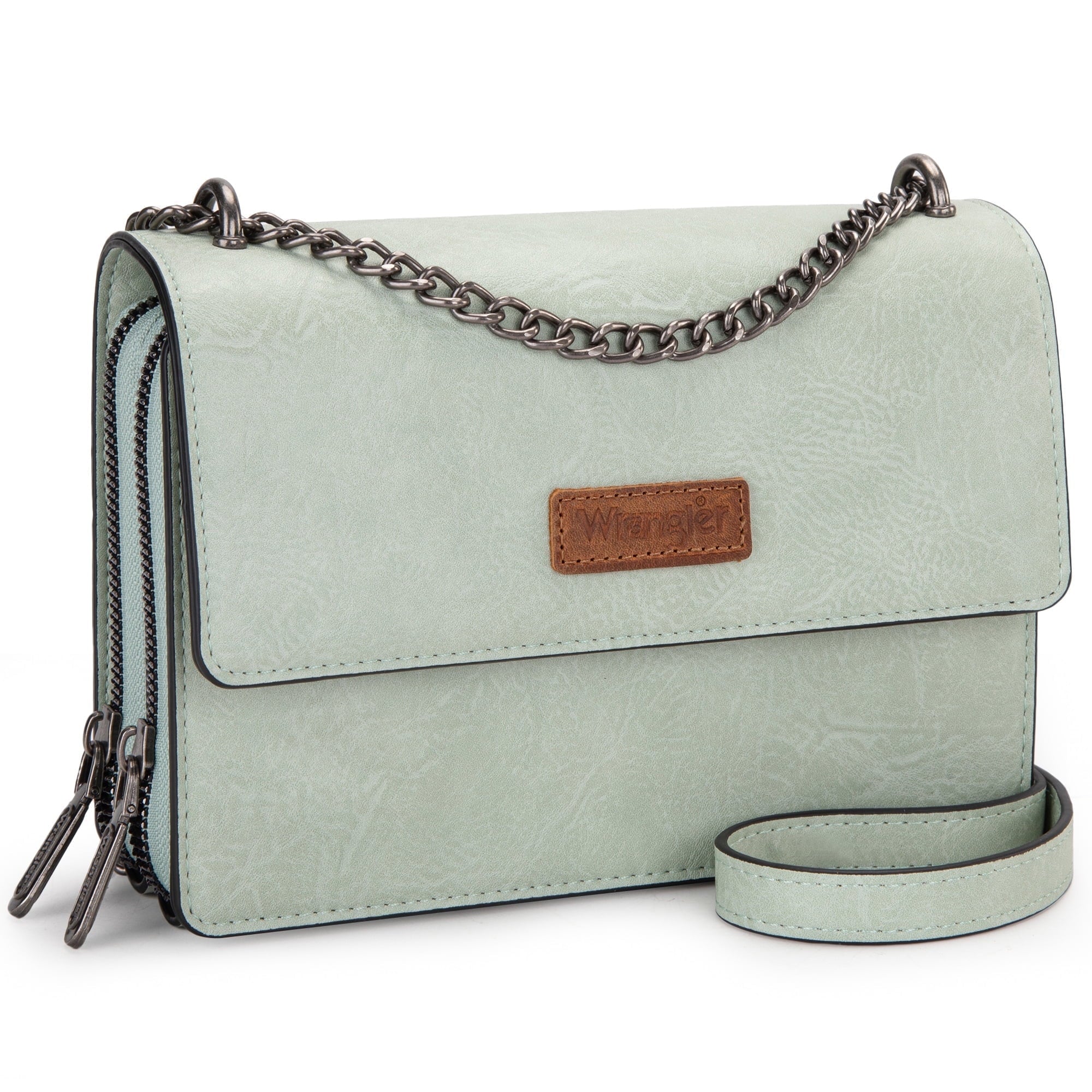 Wrangler Flap CrossBody Purse for Women Small Shoulder Bag with Chain Strap