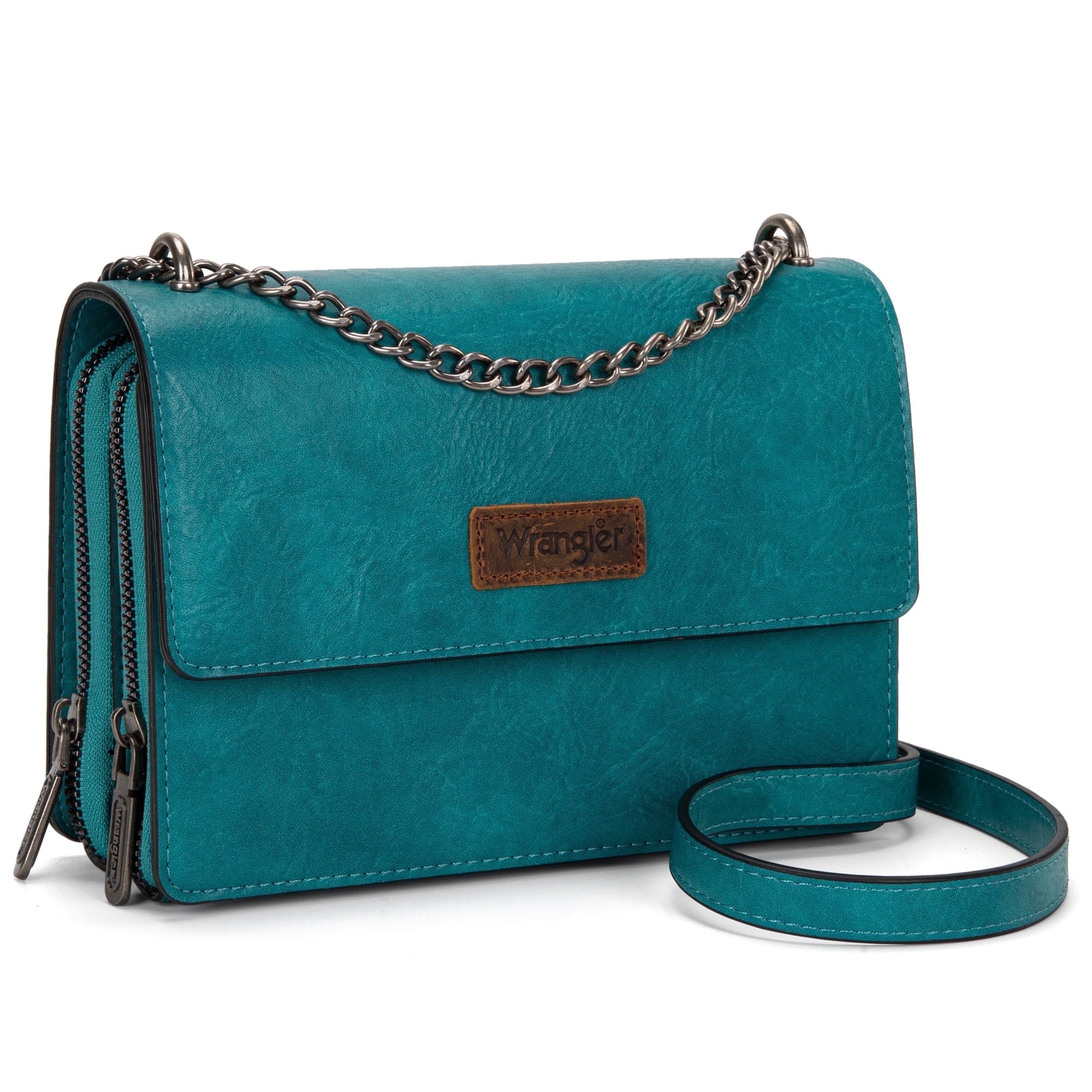 Wrangler Flap CrossBody Purse for Women Small Shoulder Bag with Chain Strap