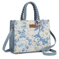 Wrangler Floral Tote Bag for Women Braided Handle Satchel with Adjustable Shoulder Strap