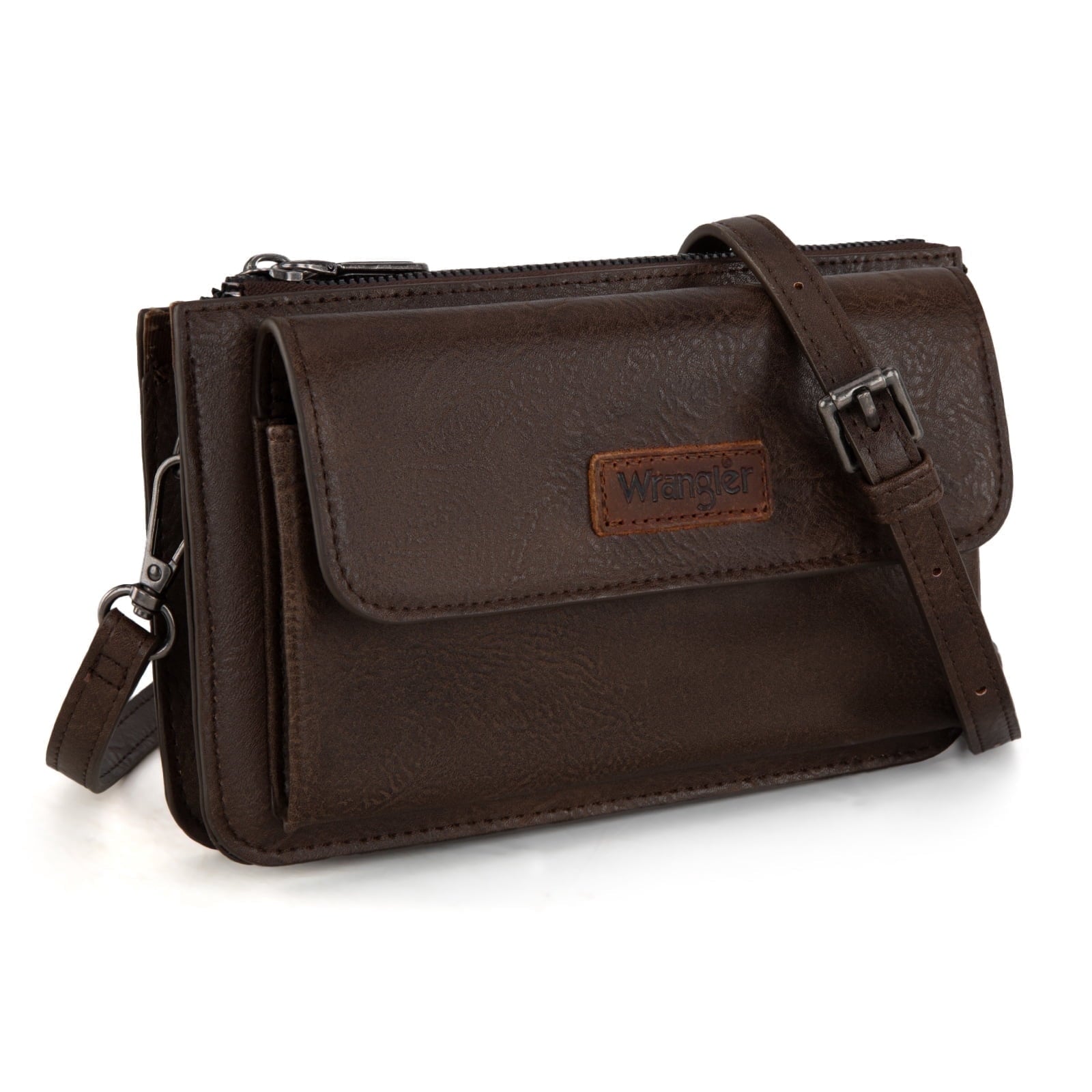 Wrangler RFID Crossbody Wallet Purse Vegan Leather Small Purses for Women with Phone Pocket and Adjustable Strap
