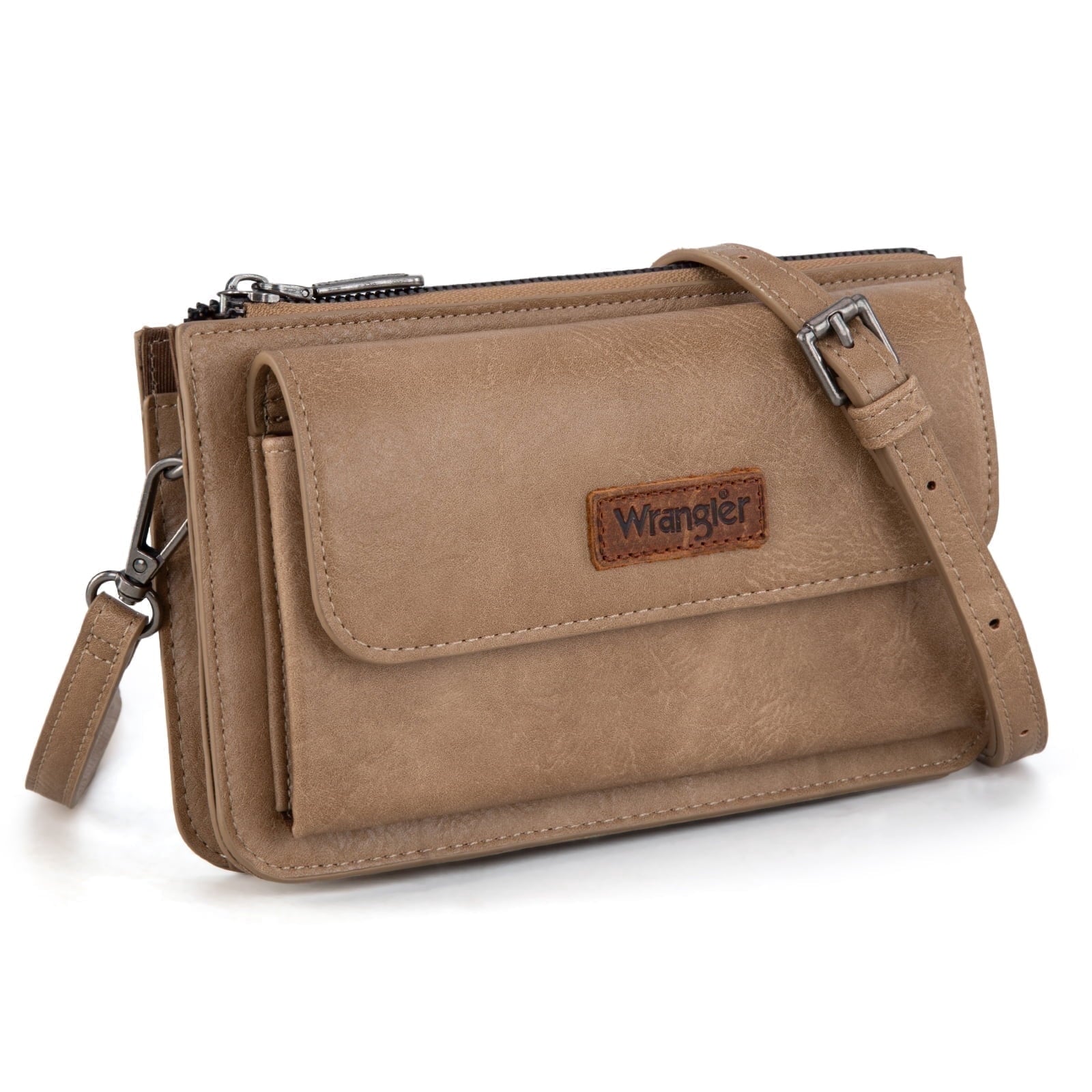 Wrangler RFID Crossbody Wallet Purse Vegan Leather Small Purses for Women with Phone Pocket and Adjustable Strap