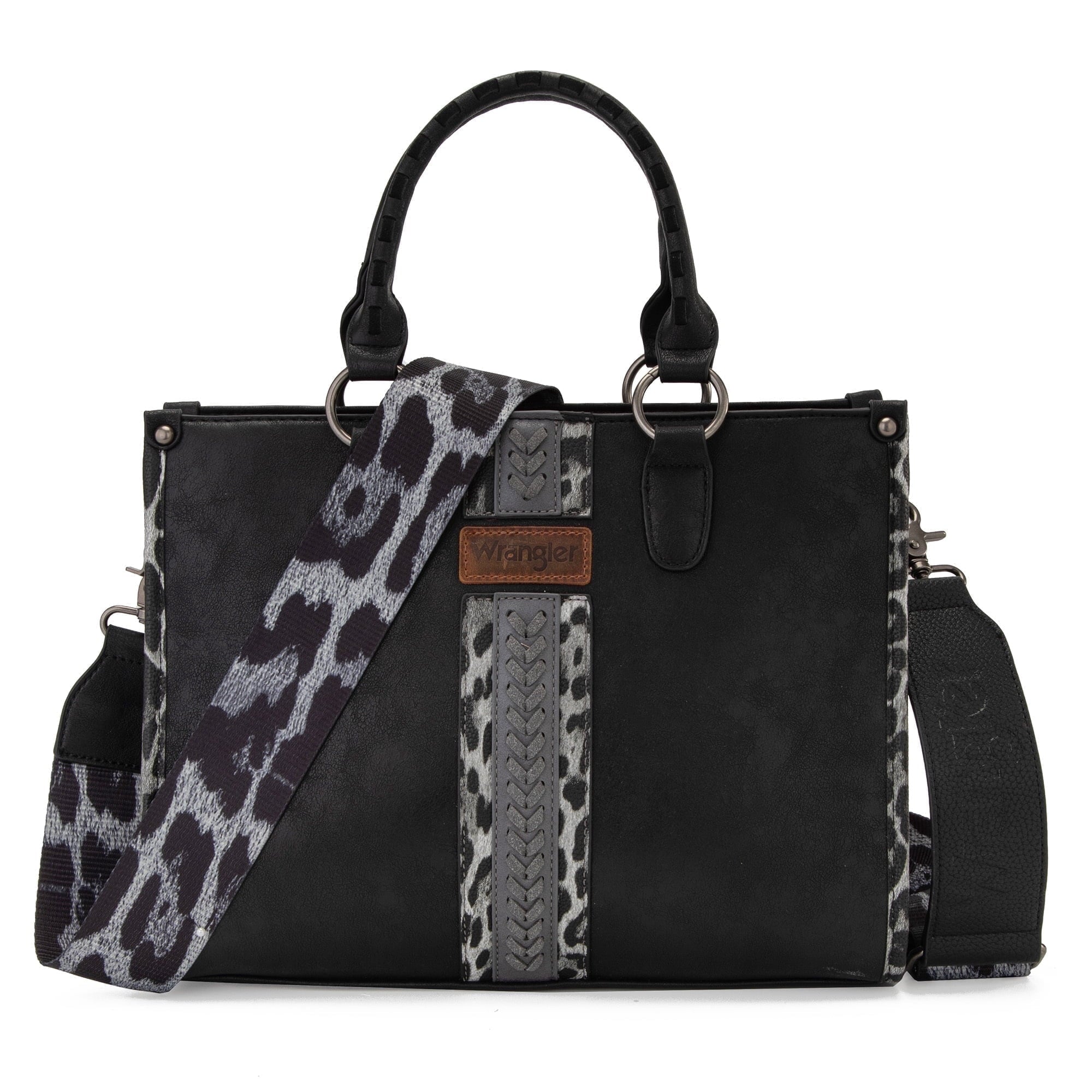 Wrangler HANDBAG Wrangler Tote Bag for Women Western Woven Shoulder Purse Leopard Print Handbags