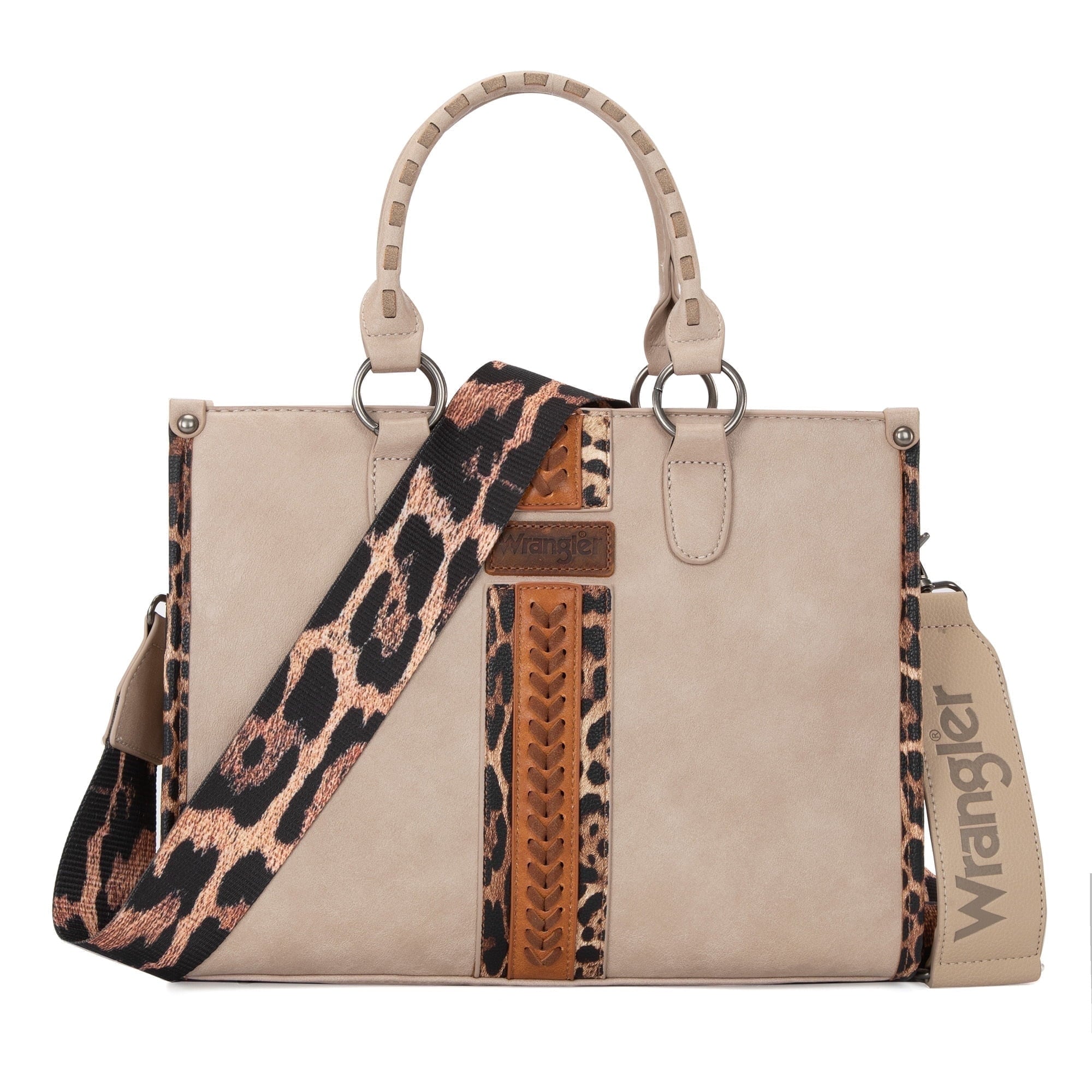 Wrangler HANDBAG Wrangler Tote Bag for Women Western Woven Shoulder Purse Leopard Print Handbags