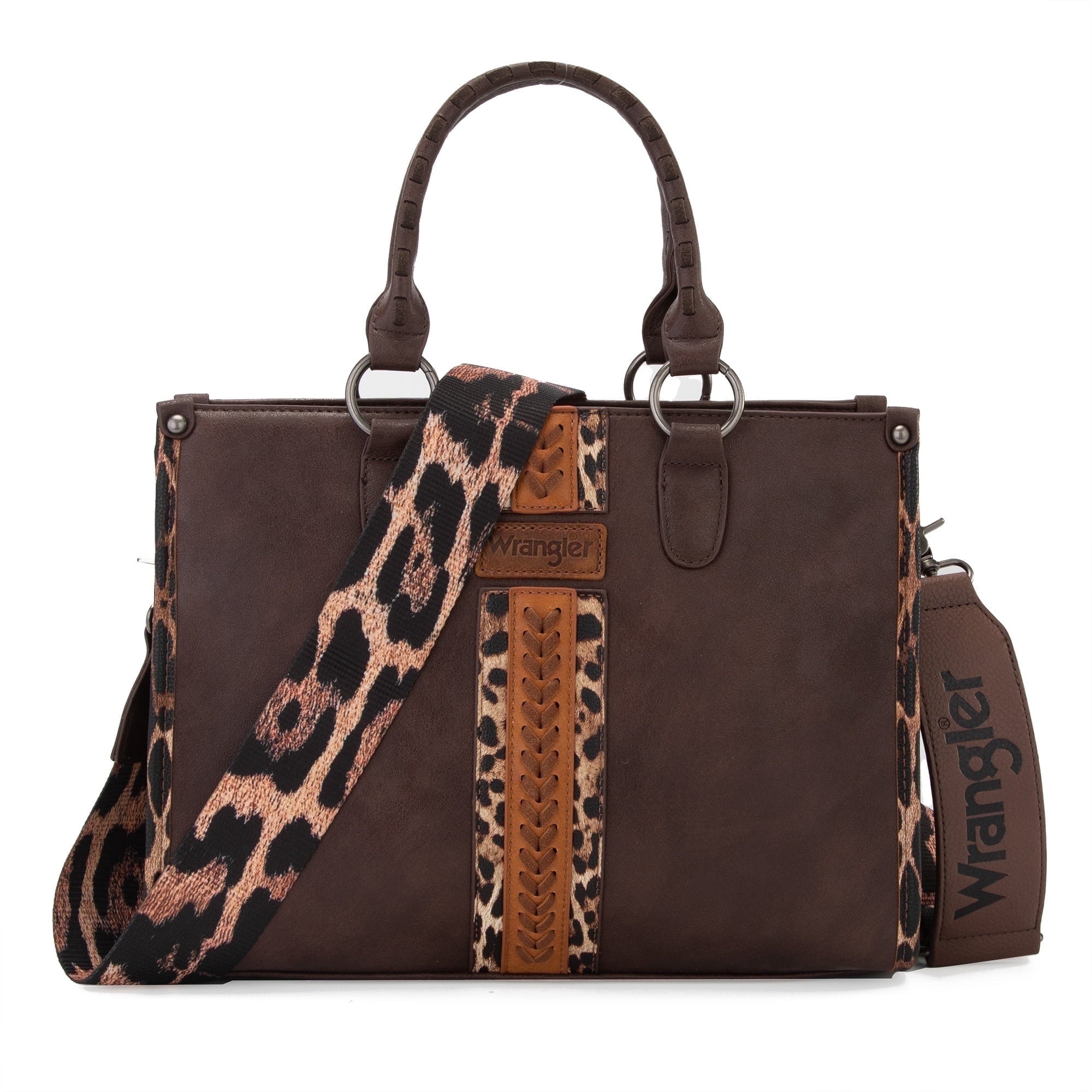 Wrangler HANDBAG Wrangler Tote Bag for Women Western Woven Shoulder Purse Leopard Print Handbags