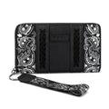 Wrangler Western Paisley Women's Wallet,RFID Bifold Wristlet Purse with Crossbody Strap