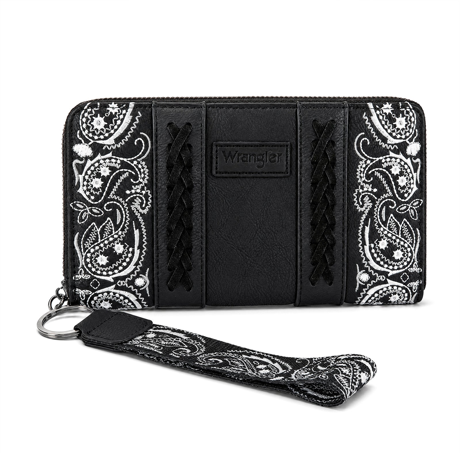 Wrangler Western Paisley Women's Wallet,RFID Bifold Wristlet Purse with Crossbody Strap