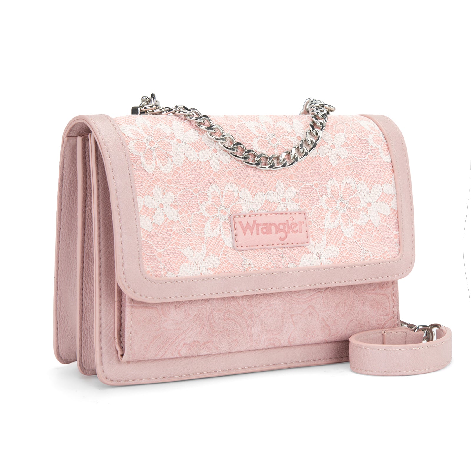 Wrangler Purses for Women Floral Tooled Crossbody Bag Flap Purse with Chain Strap