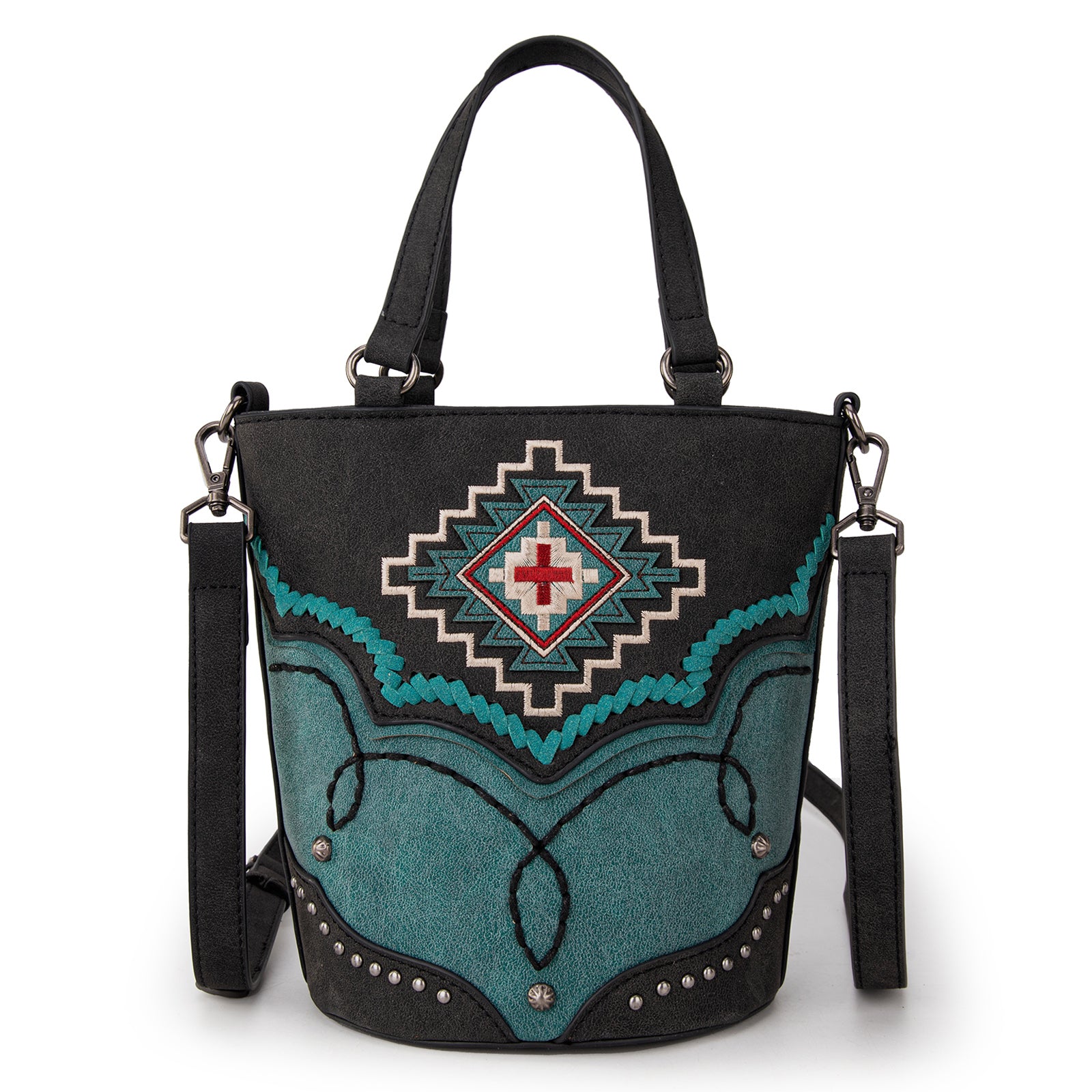 Montana West Aztec Crossbody Bags for Women Stylish Embroidered Western Bucket Handbags