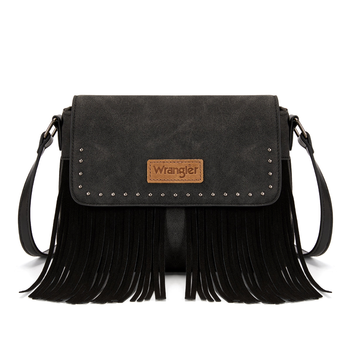 Wrangler Western Fringe Crossbody Bag for Women Suede Faux Leather Flap Purse Cowboy Tassel Handbag