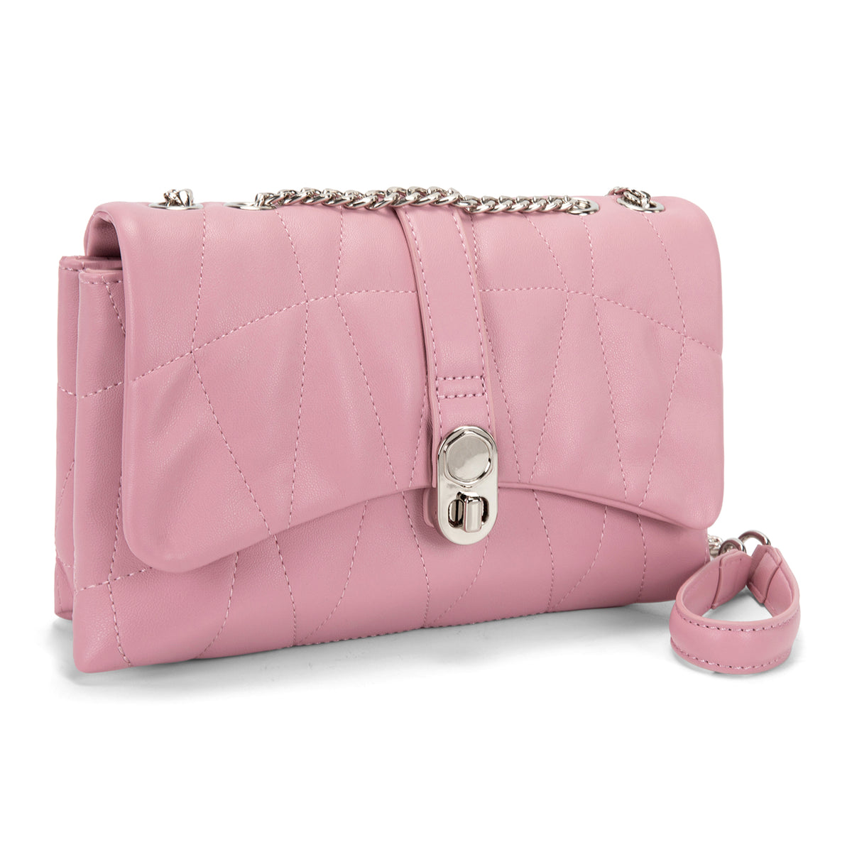 Montana West Quilted Crossbody Bag for Women Small Clutch Purse with Silver Chain