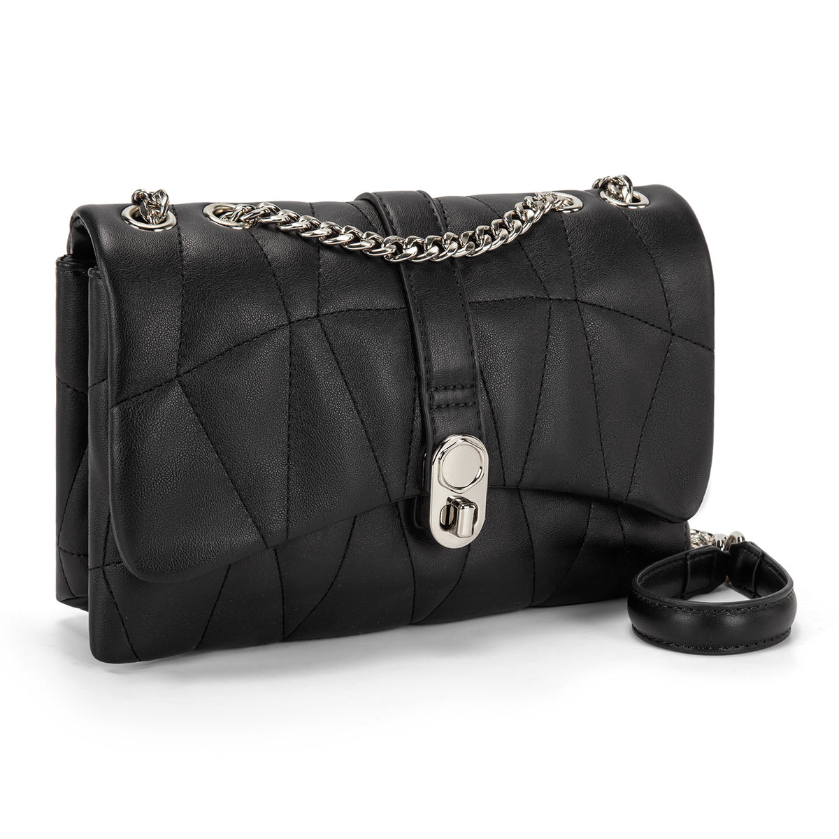 Montana West Quilted Crossbody Bag for Women Small Clutch Purse with Silver Chain